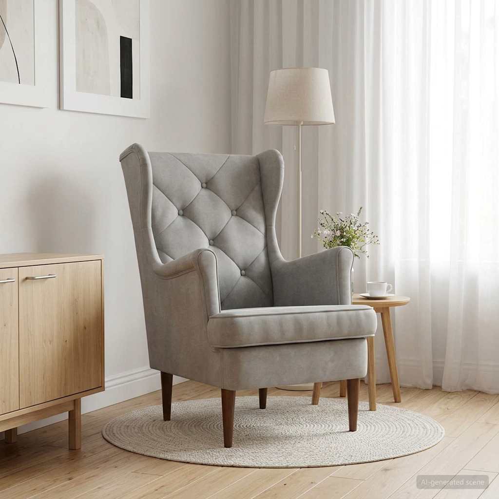 Fauteuil Lichtgrijs Fluweel