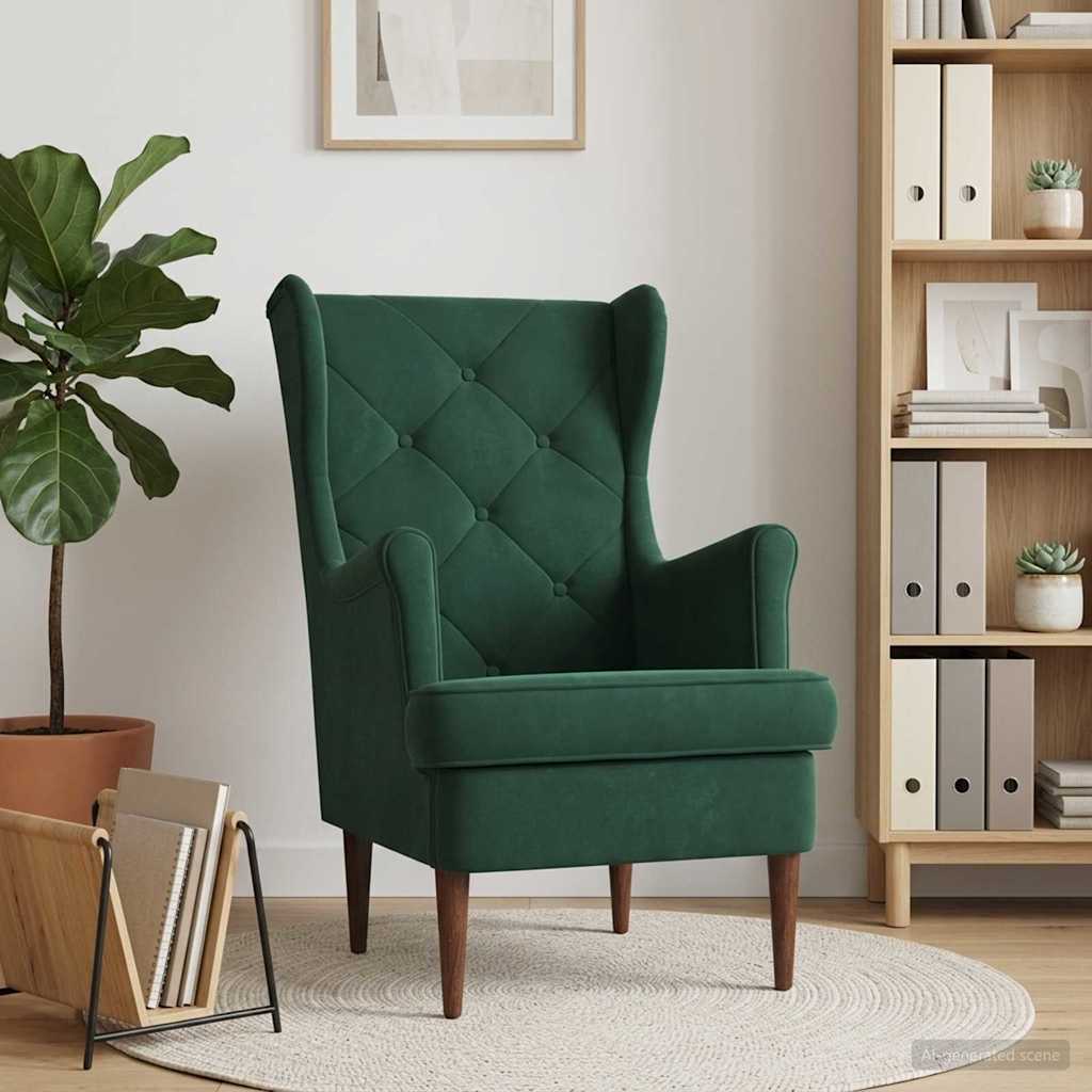 Fauteuil Donkergroen Fluweel