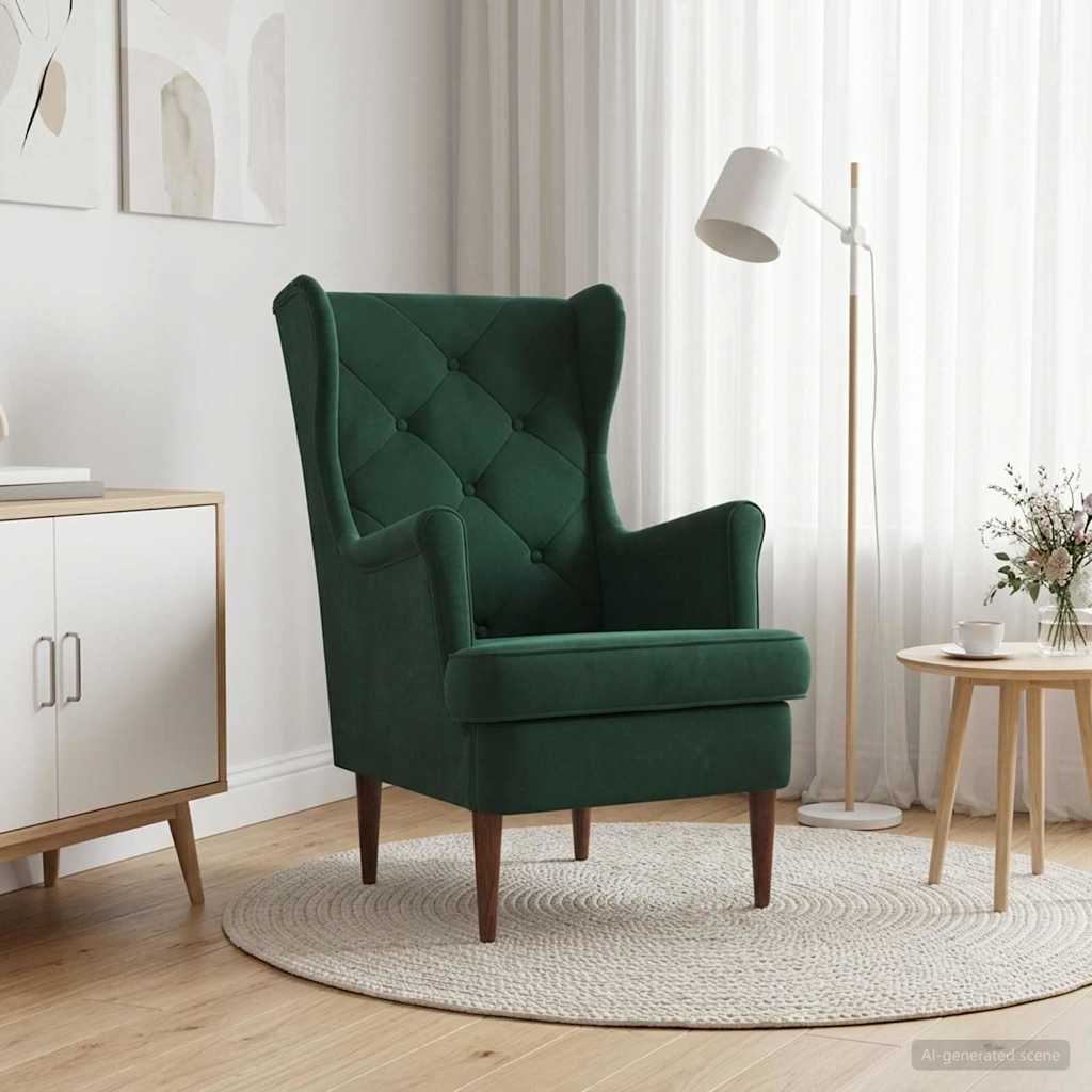 Fauteuil Donkergroen Fluweel