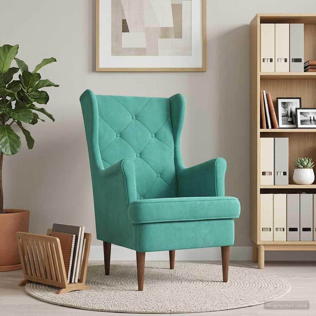 Fauteuil Turquoise Fluweel