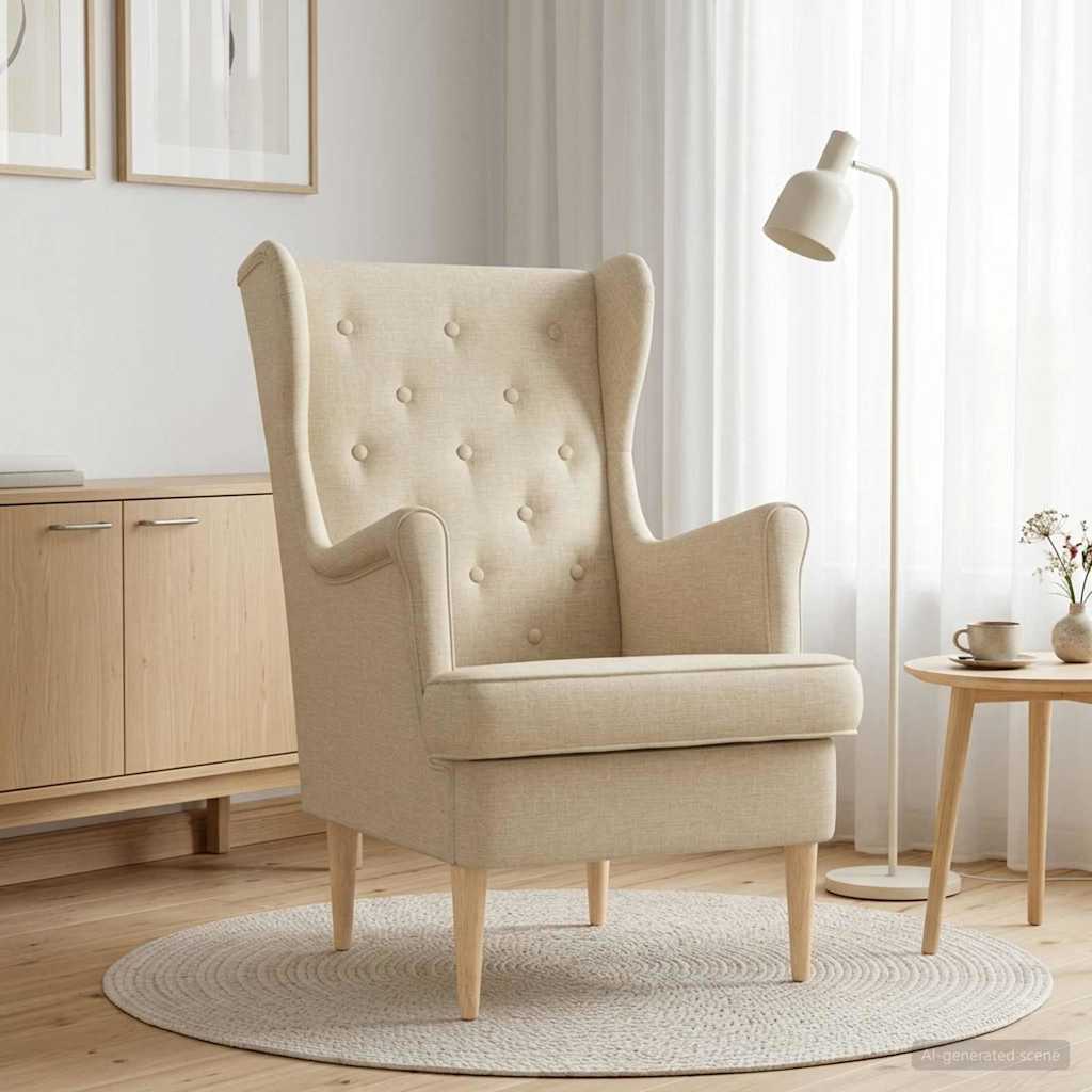 Fauteuil Crèmekleurig Stof