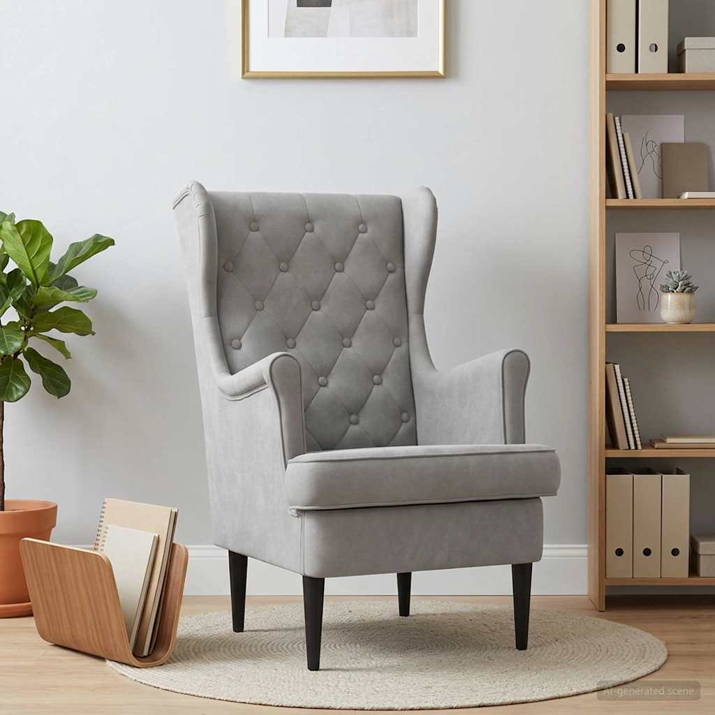 Fauteuil Lichtgrijs Fluweel