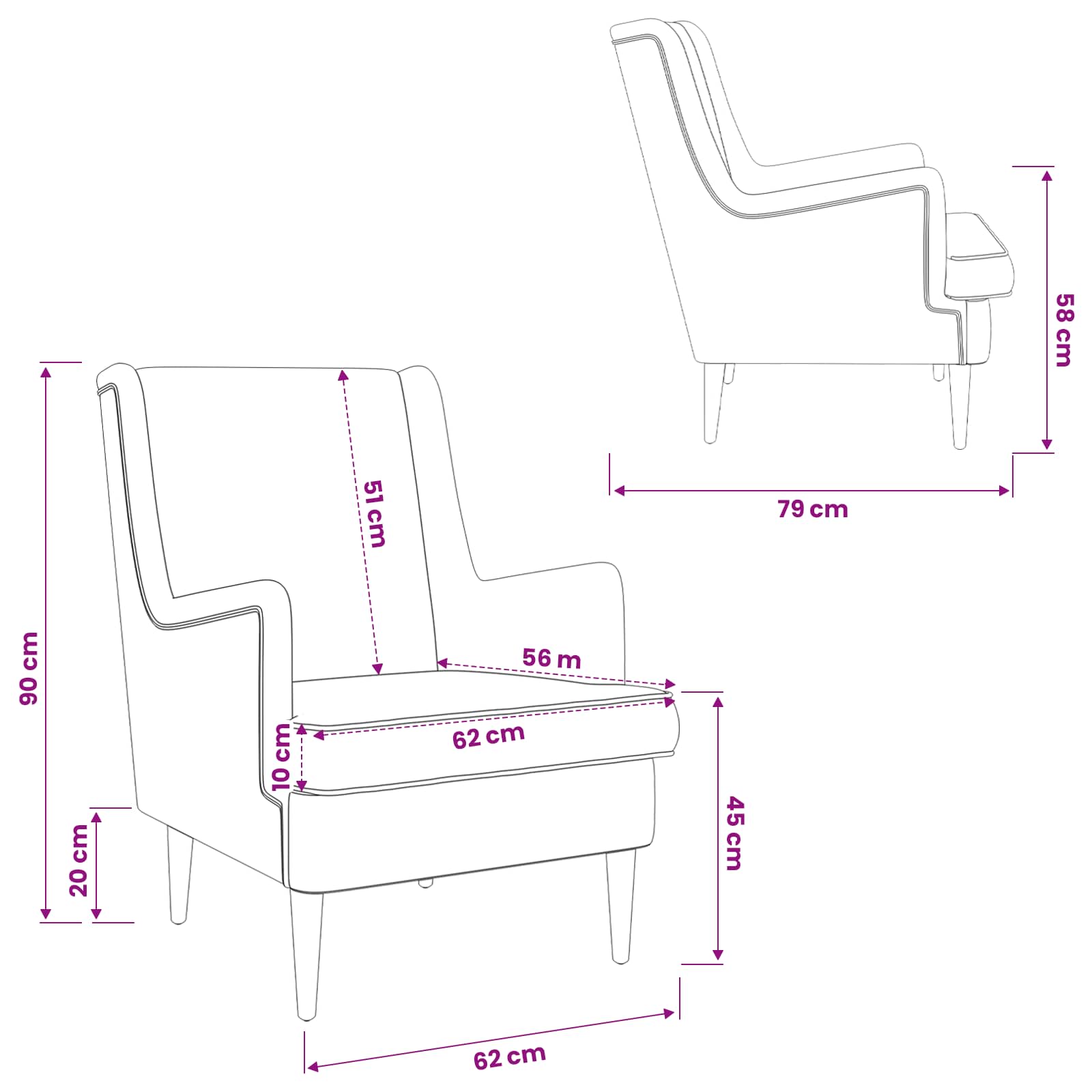 Fauteuil Donkergrijs Stof