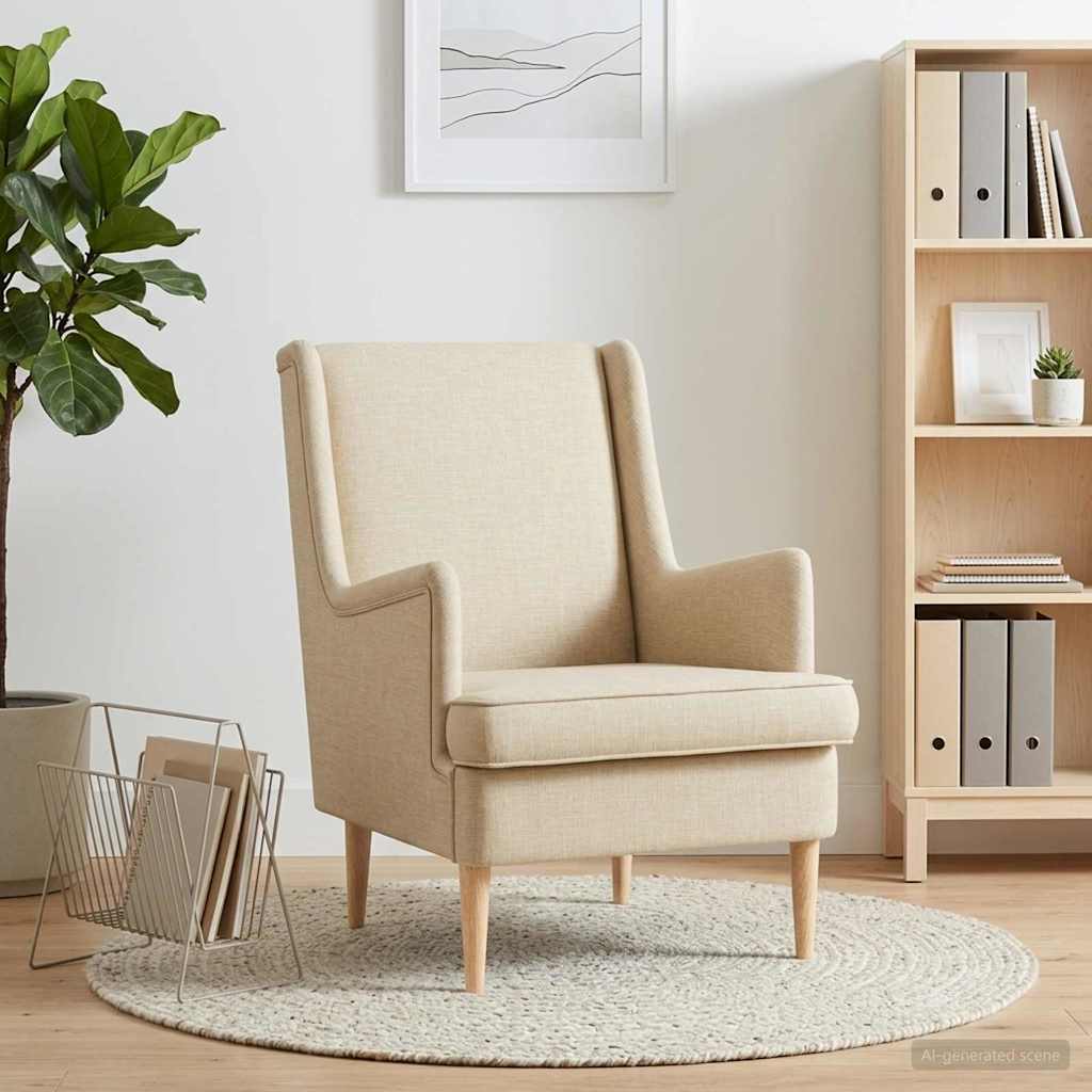 Fauteuil Crèmekleurig Stof