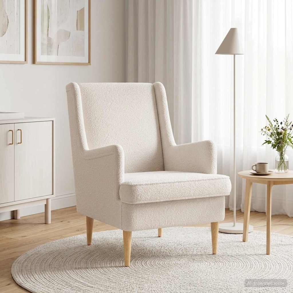 Fauteuil Crèmekleurig Bouclé