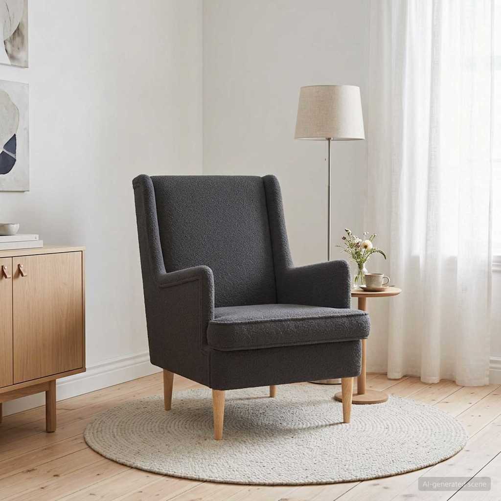 Fauteuil Donkergrijs Bouclé