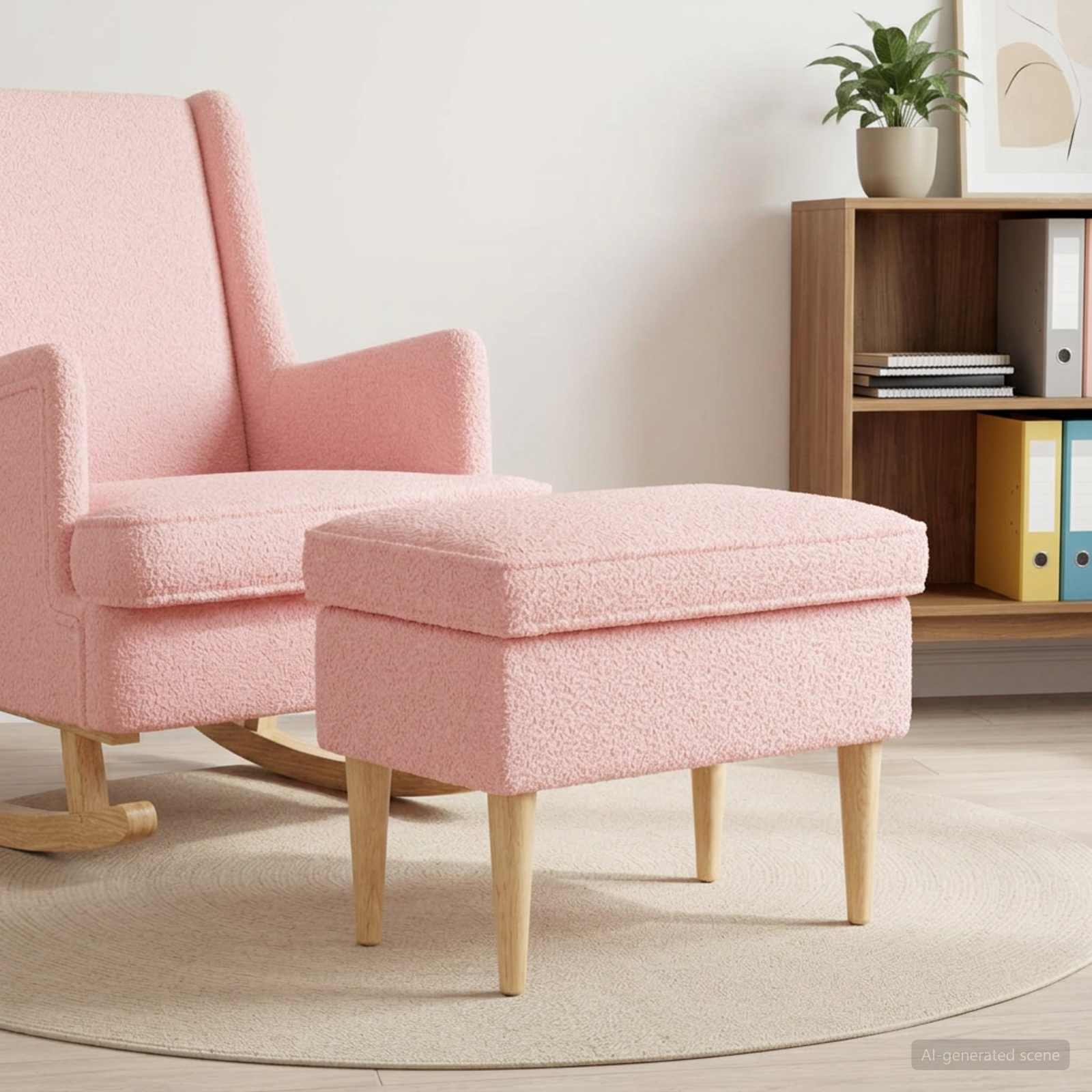Voetenbank Roze 55 x 35 x 41 cm Bouclé