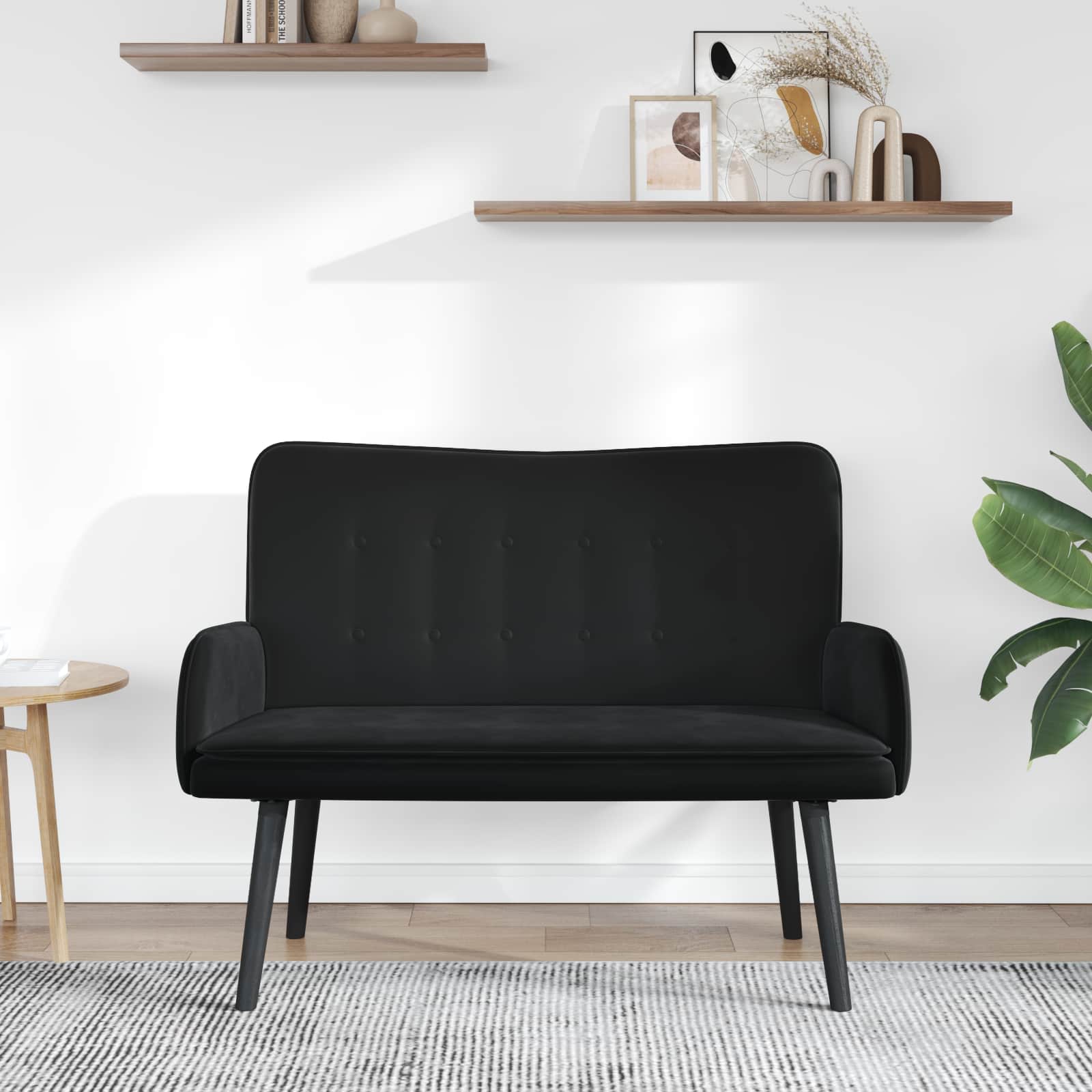 2-Zits Sofa Zwart 115 x 61 x 87 cm fluweel