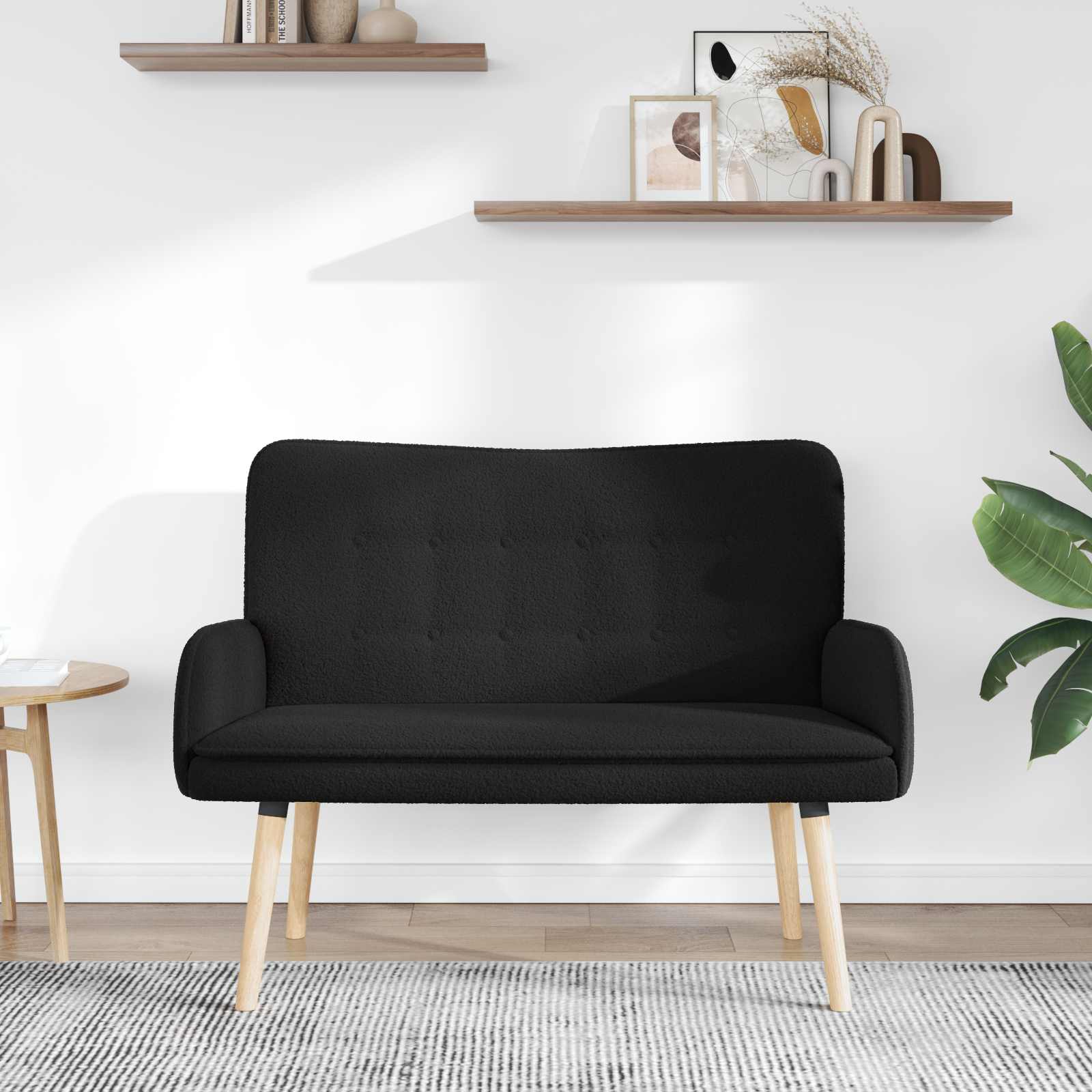 2-Zits Sofa Zwart 115 x 61 x 87 cm Bouclé