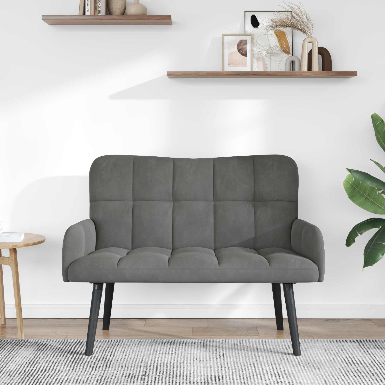 2-Zits Sofa Donkergrijs 115 x 61 x 87 cm fluweel