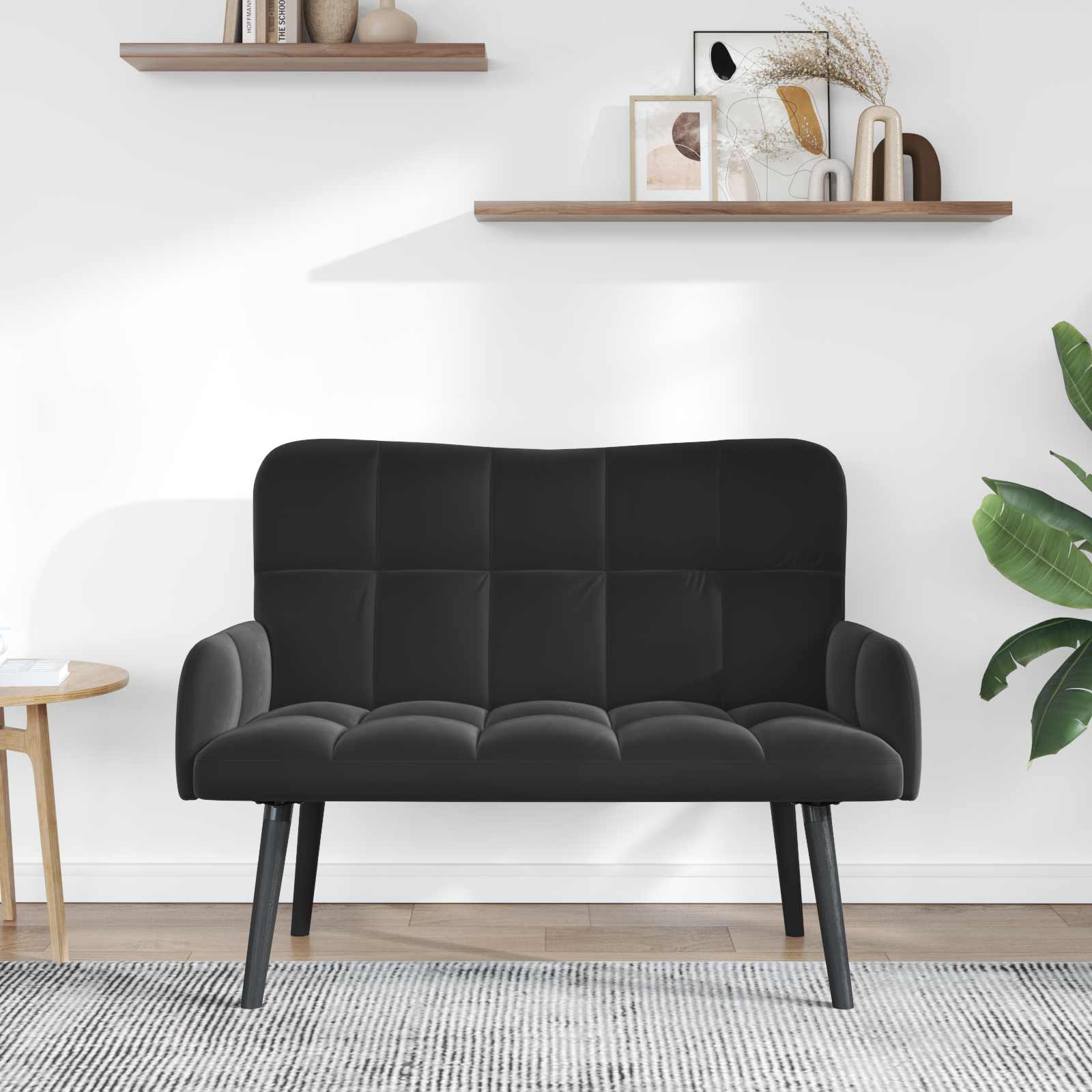 2-Zits Sofa Zwart 115 x 61 x 87 cm fluweel