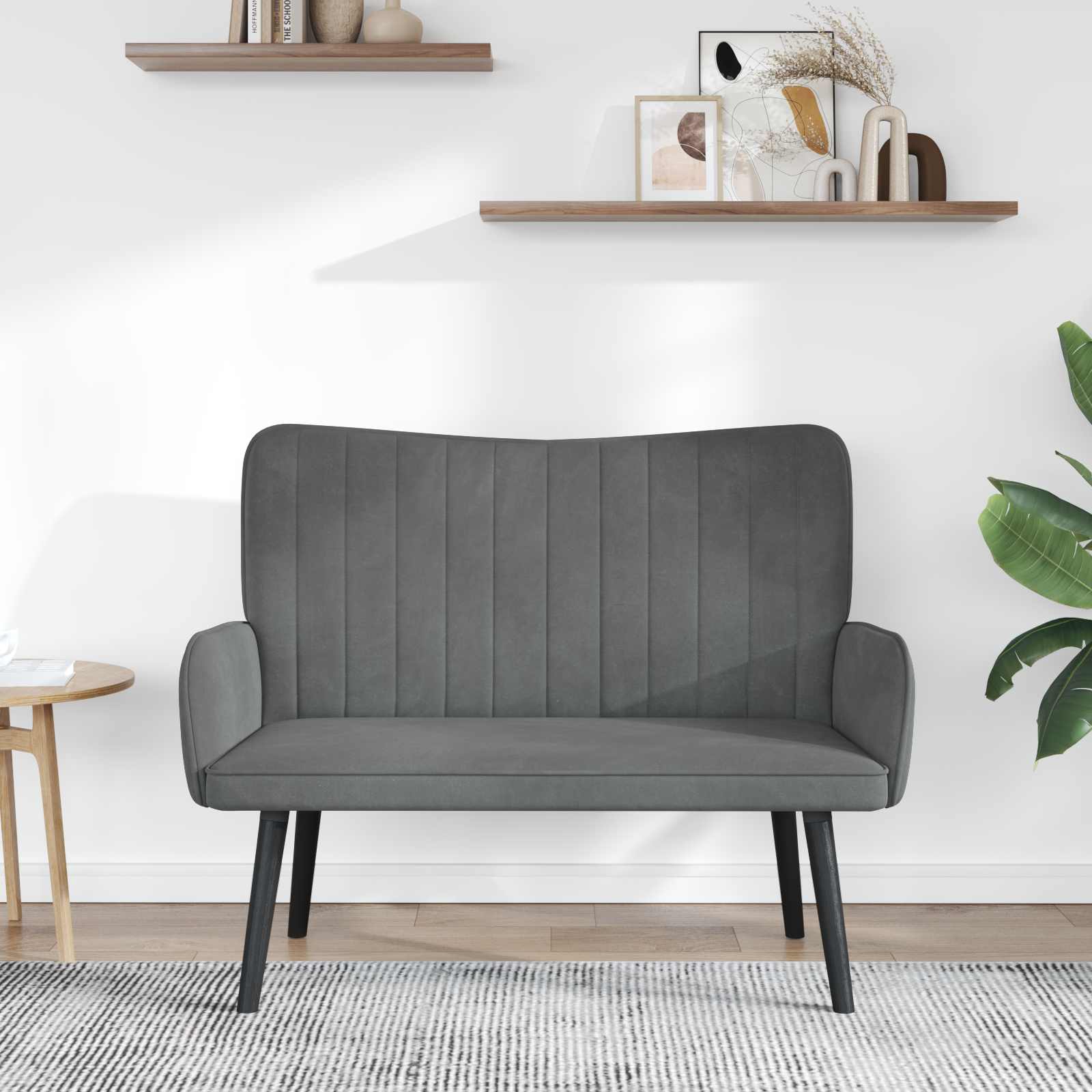 2-Zits Sofa Donkergrijs 115 x 61 x 87 cm fluweel