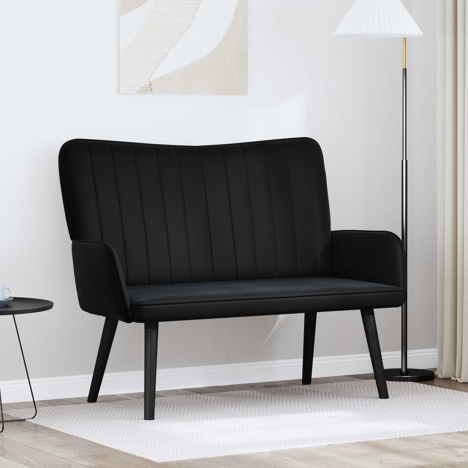 2-Zits Sofa Zwart 115 x 61 x 87 cm fluweel