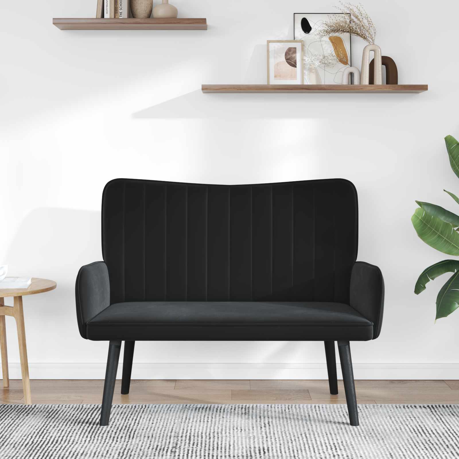 2-Zits Sofa Zwart 115 x 61 x 87 cm fluweel