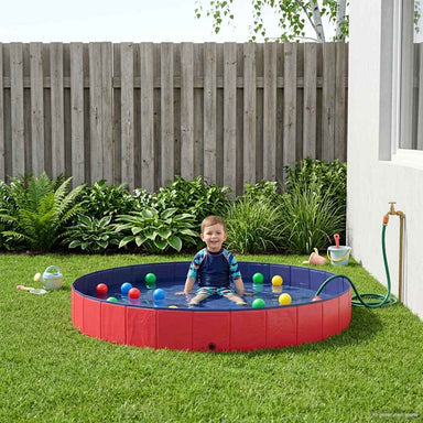 Kinderen Zwembad Rood Ø300 x 38 cm Dik PVC en Gelaagd Hout