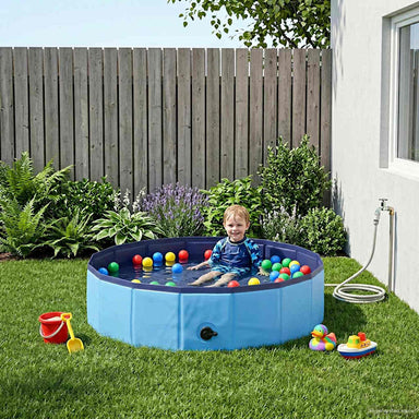 Kinderen Zwembad Blauw Ø 80 x 20 cm Dik PVC en Gelaagd Hout