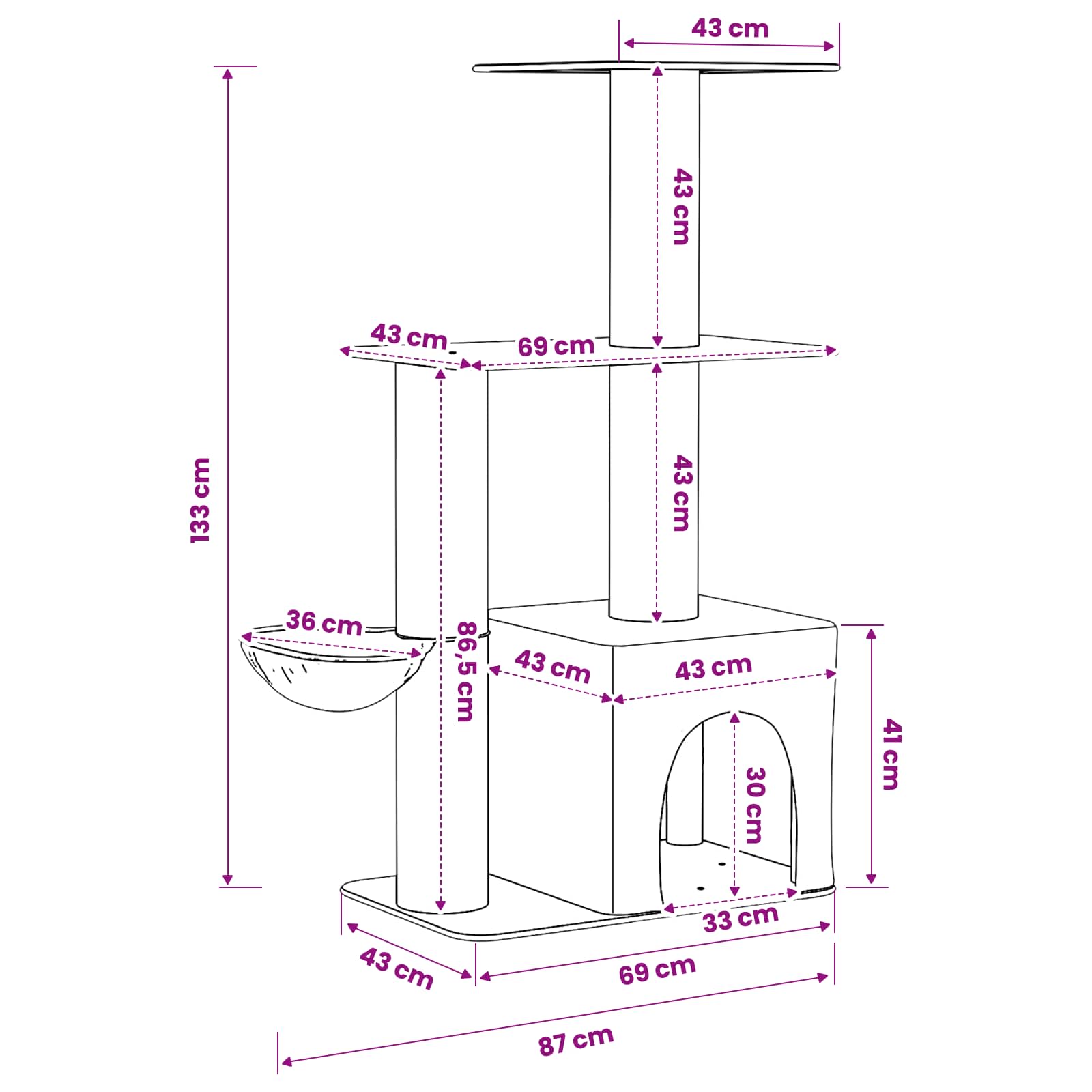 Kattenboom met sisal krabpalen Donkergrijs 133 cm