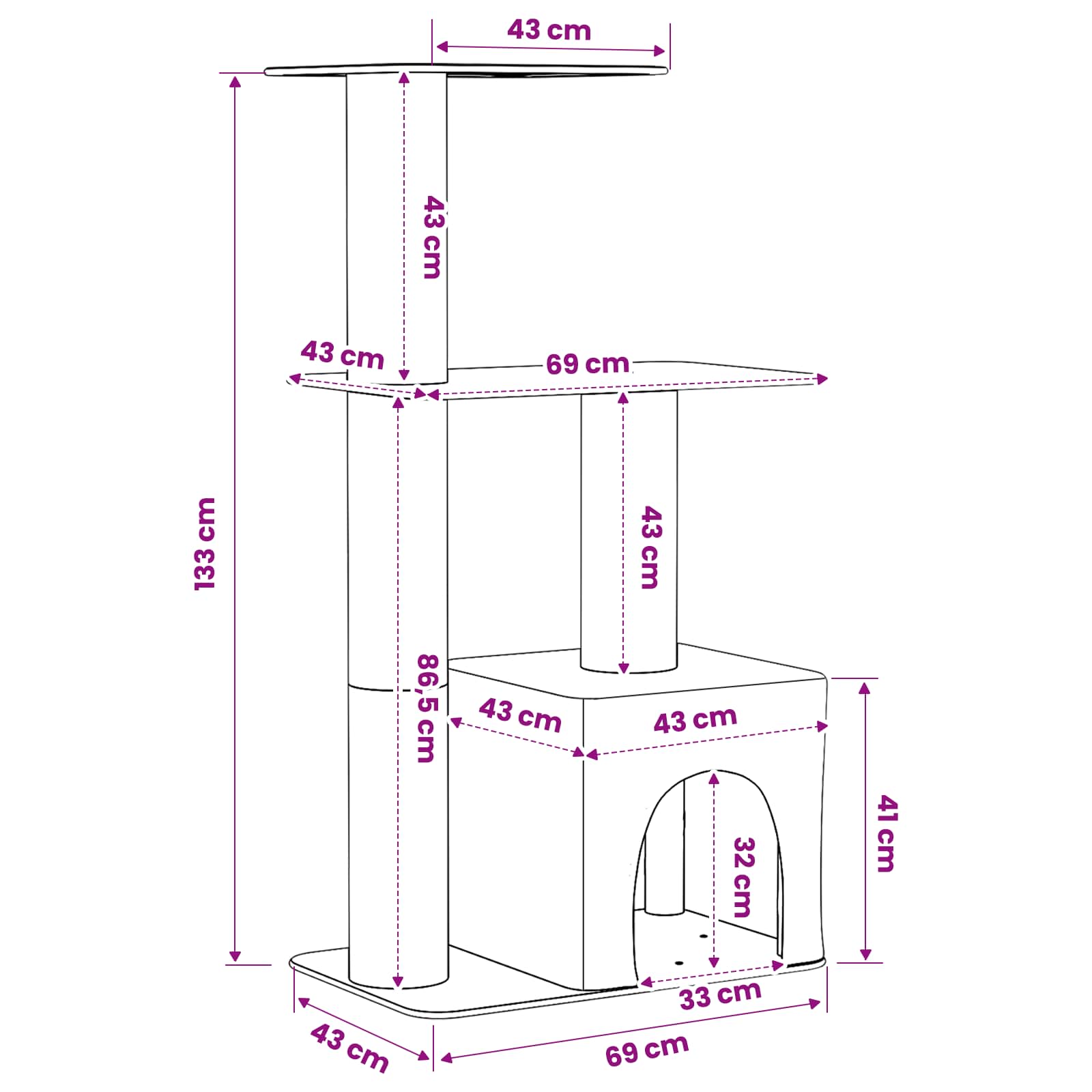 Kattenboom met sisal krabpalen Crèmekleurig 133 cm