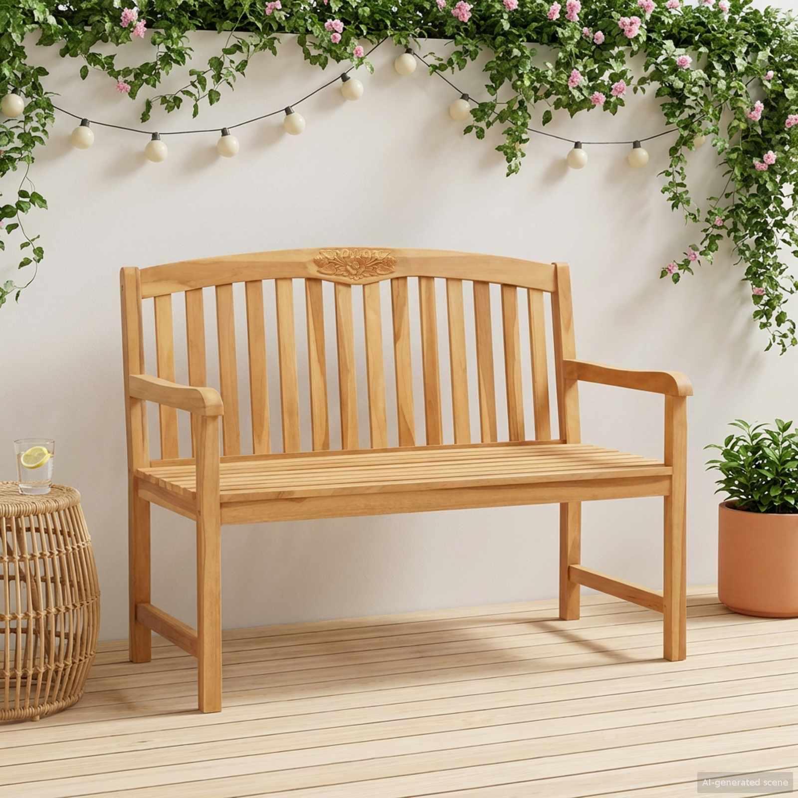 Handgemaakte Rozenbank 114 x 60,5 x 95 cm Massief Teakhout