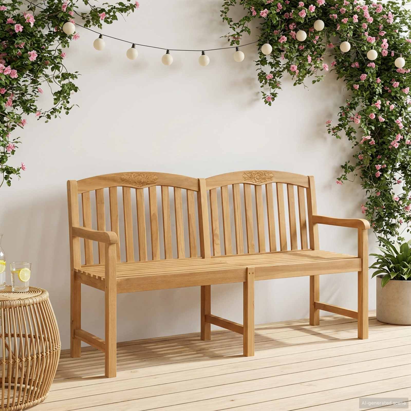 Handgemaakte Rozenbank 179,5 x 61 x 90 cm Massief Teakhout