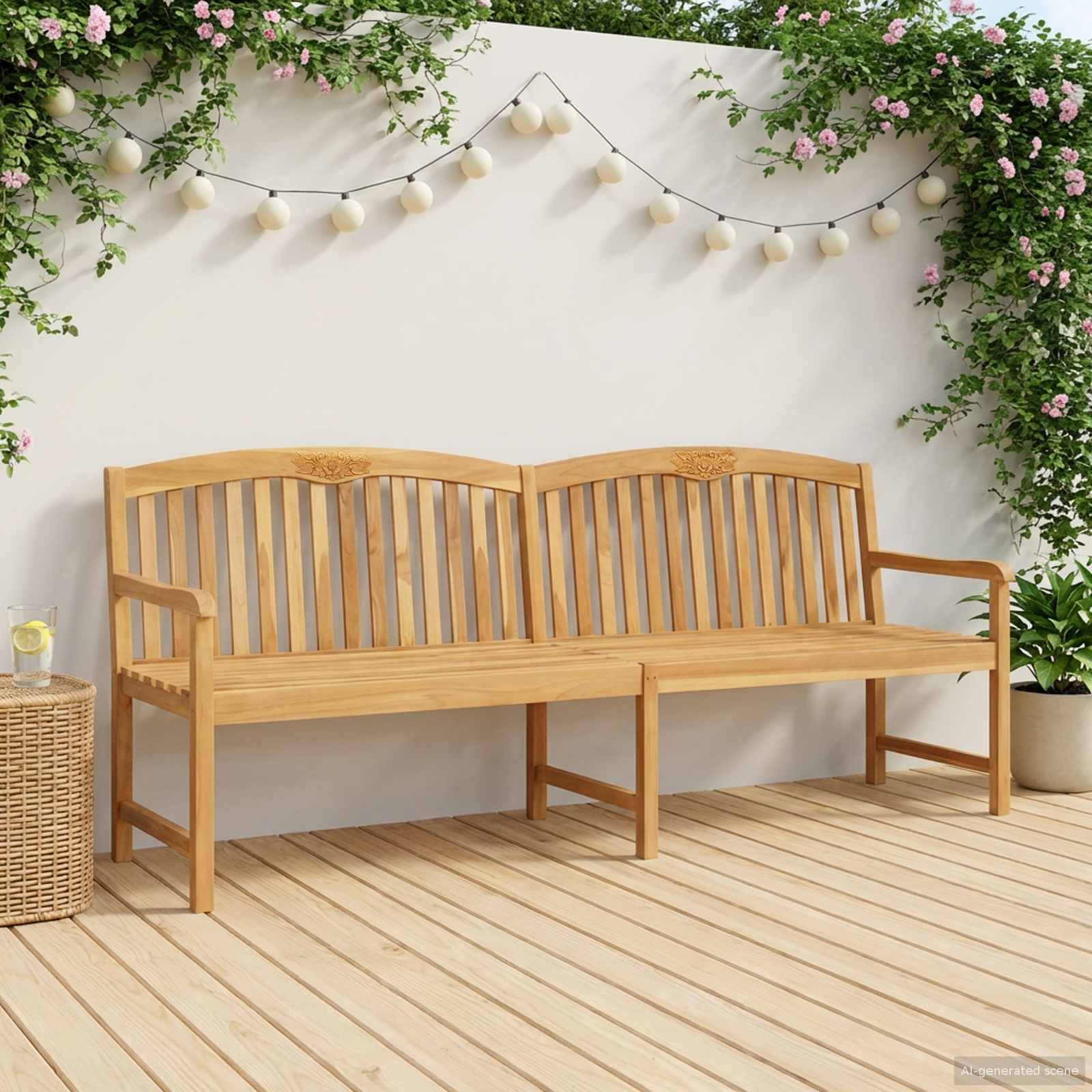 Handgemaakte Rozenbank 228 x 60 x 90 cm Massief Teakhout