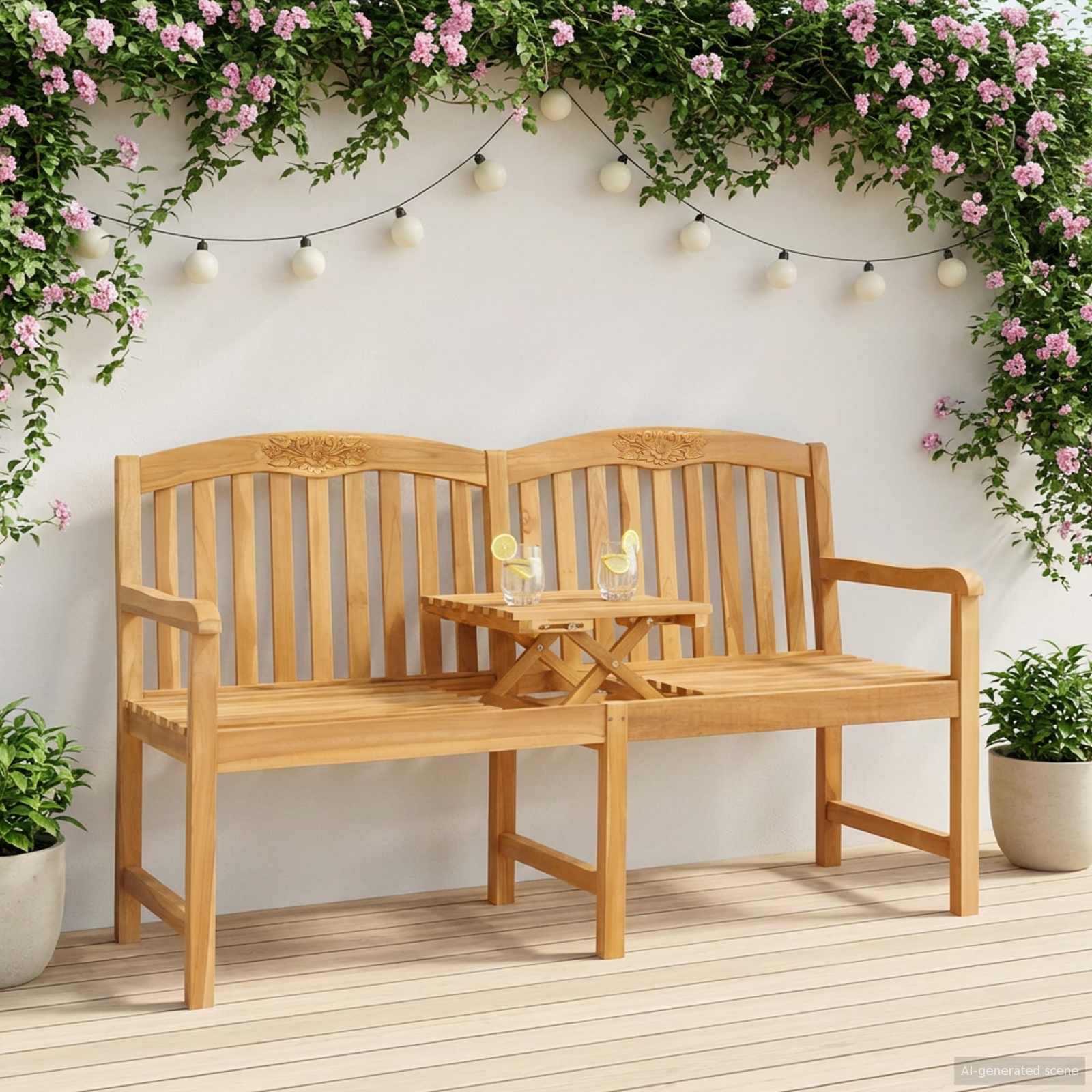 Handgemaakte Rozenbank 150,5 x 60 x 95 cm Massief Teakhout