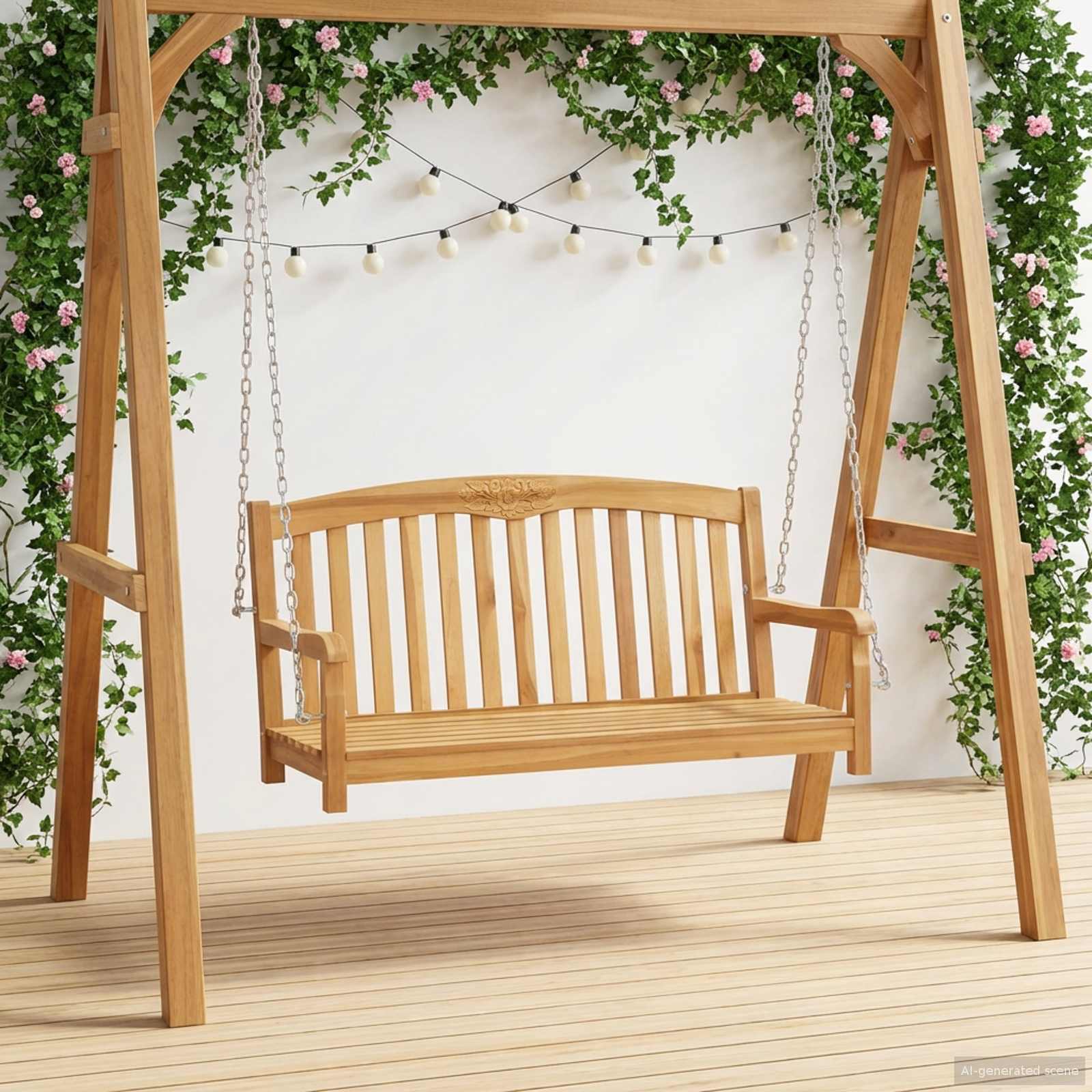 Schommelbank 114 x 61 x 61,5 cm Massief Teakhout Naturel