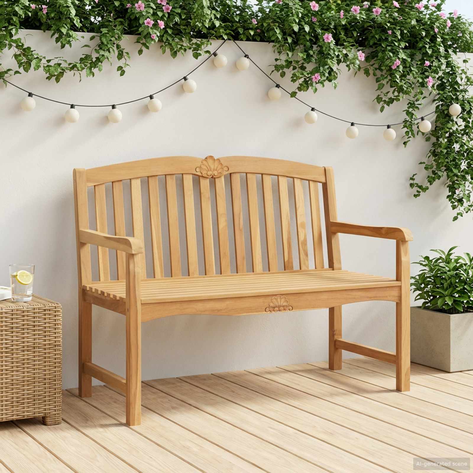 Handgemaakte Rozenbank 114 x 60 x 95 cm Massief Teakhout