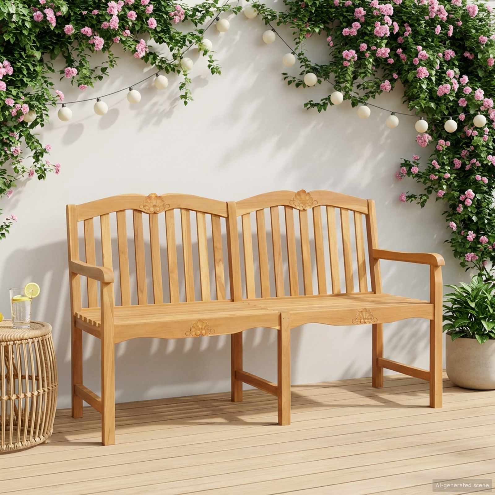 Handgemaakte Rozenbank 150 x 60,5 x 95 cm Massief Teakhout