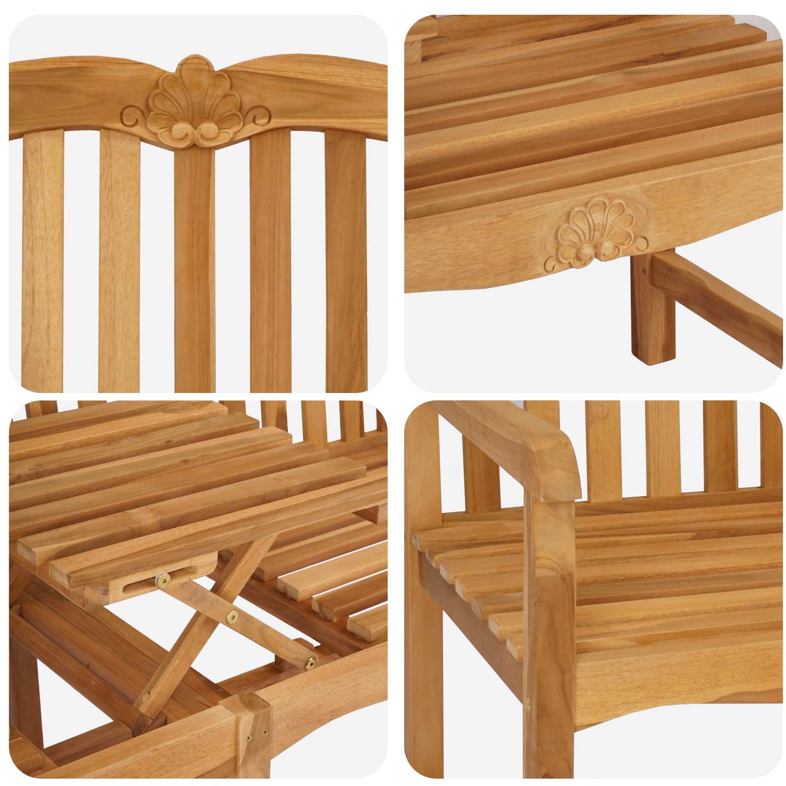 Handgemaakte Rozenbank 155 x 60 x 94 cm Massief Teakhout