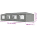 Partytent 1200 x 300 x 255 cm Lichtgrijs PE en staal