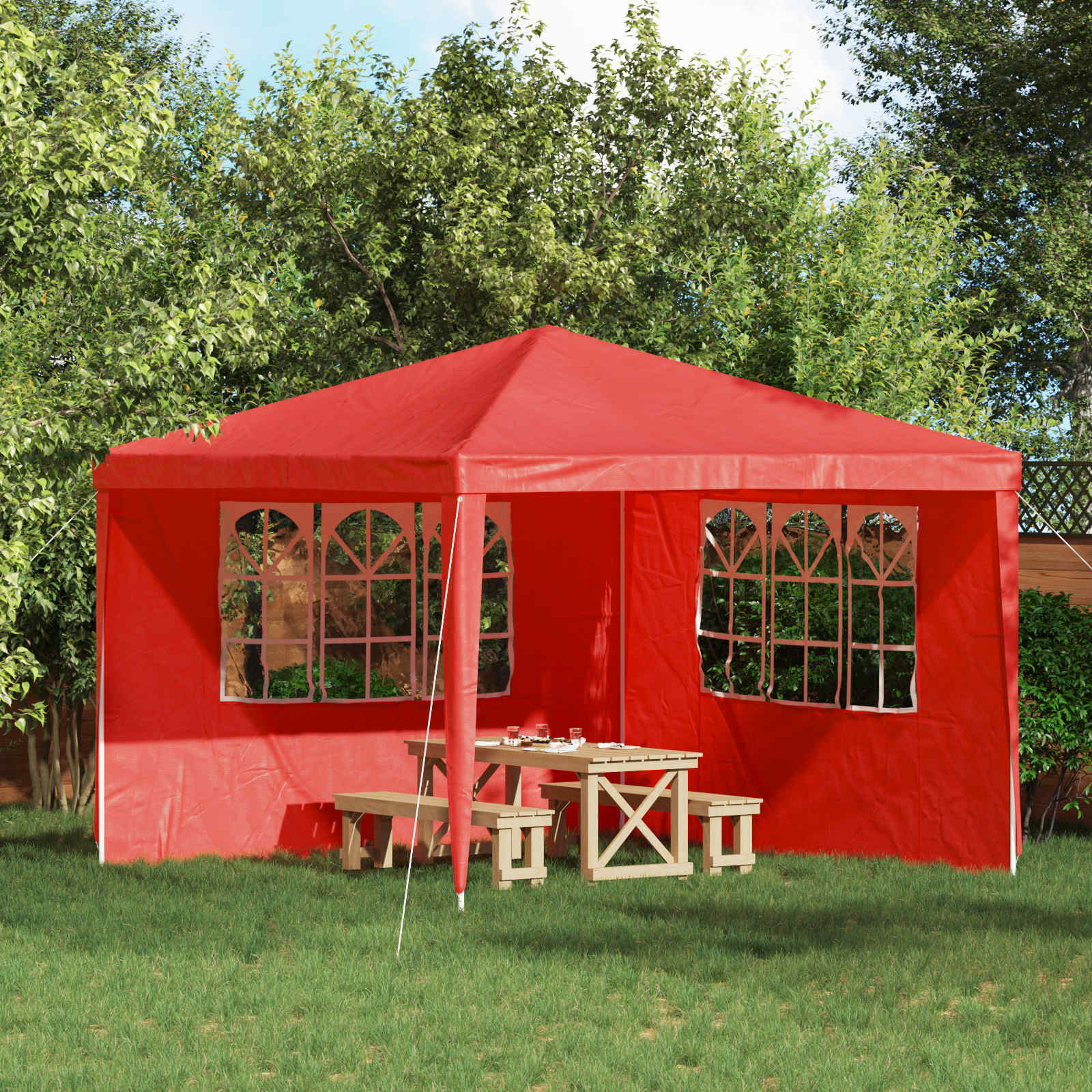 Party Tent Zijwand 2 st 300 x 195 cm Rood PE en staal