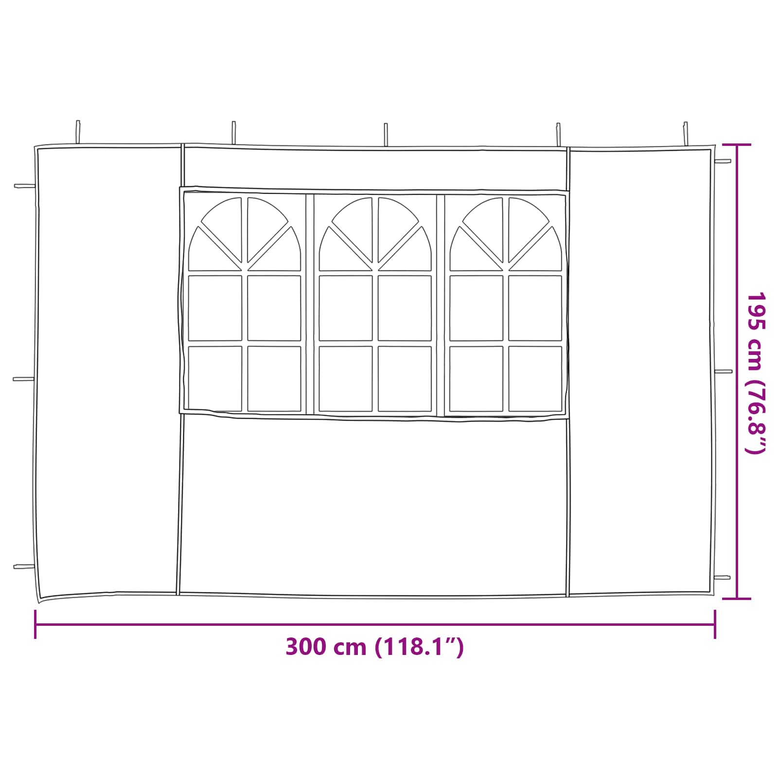 Party Tent Zijwand 2 st 300 x 195 cm Rood PE en staal