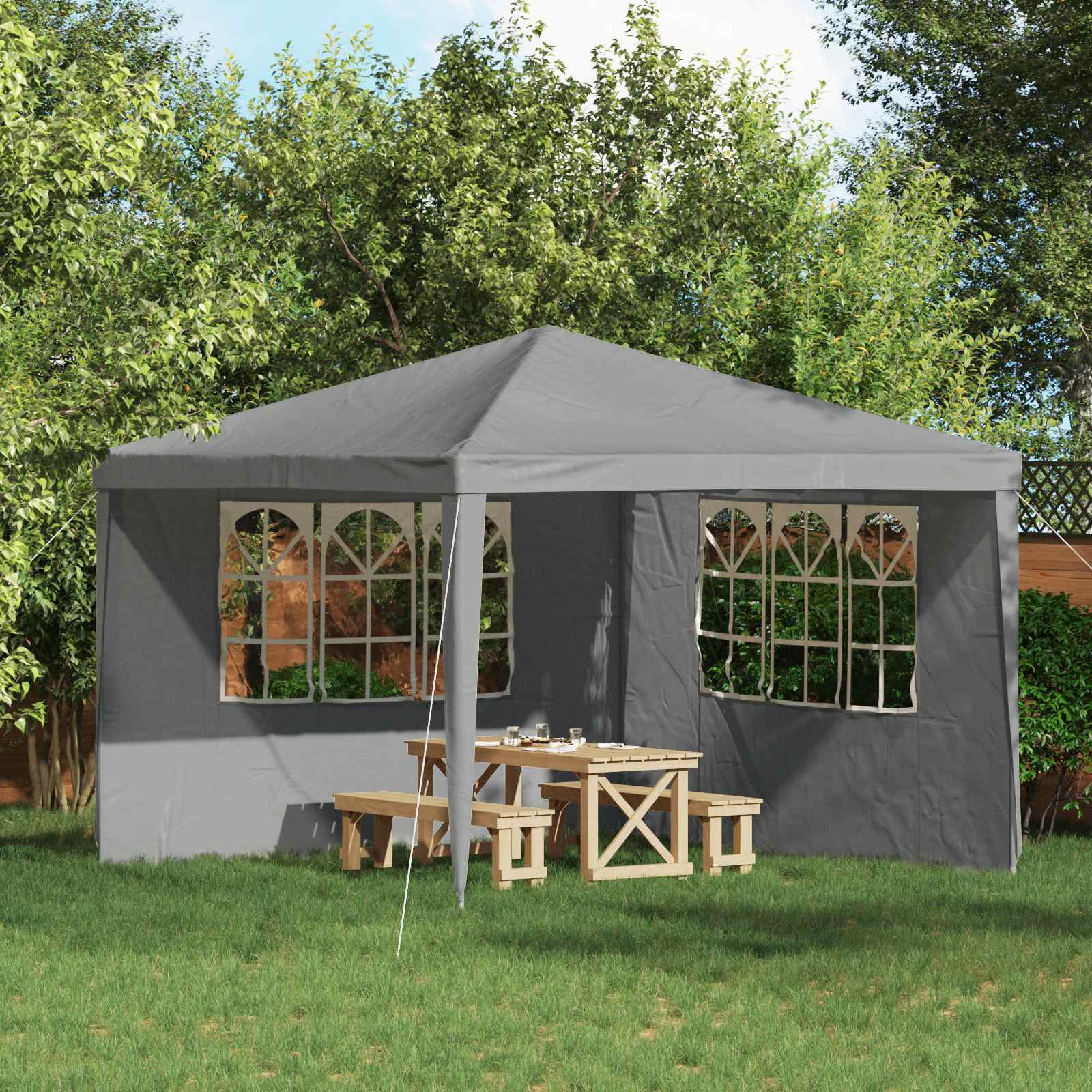 Party Tent Zijwand 2 st 300 x 195 cm Lichtgrijs PE en staal