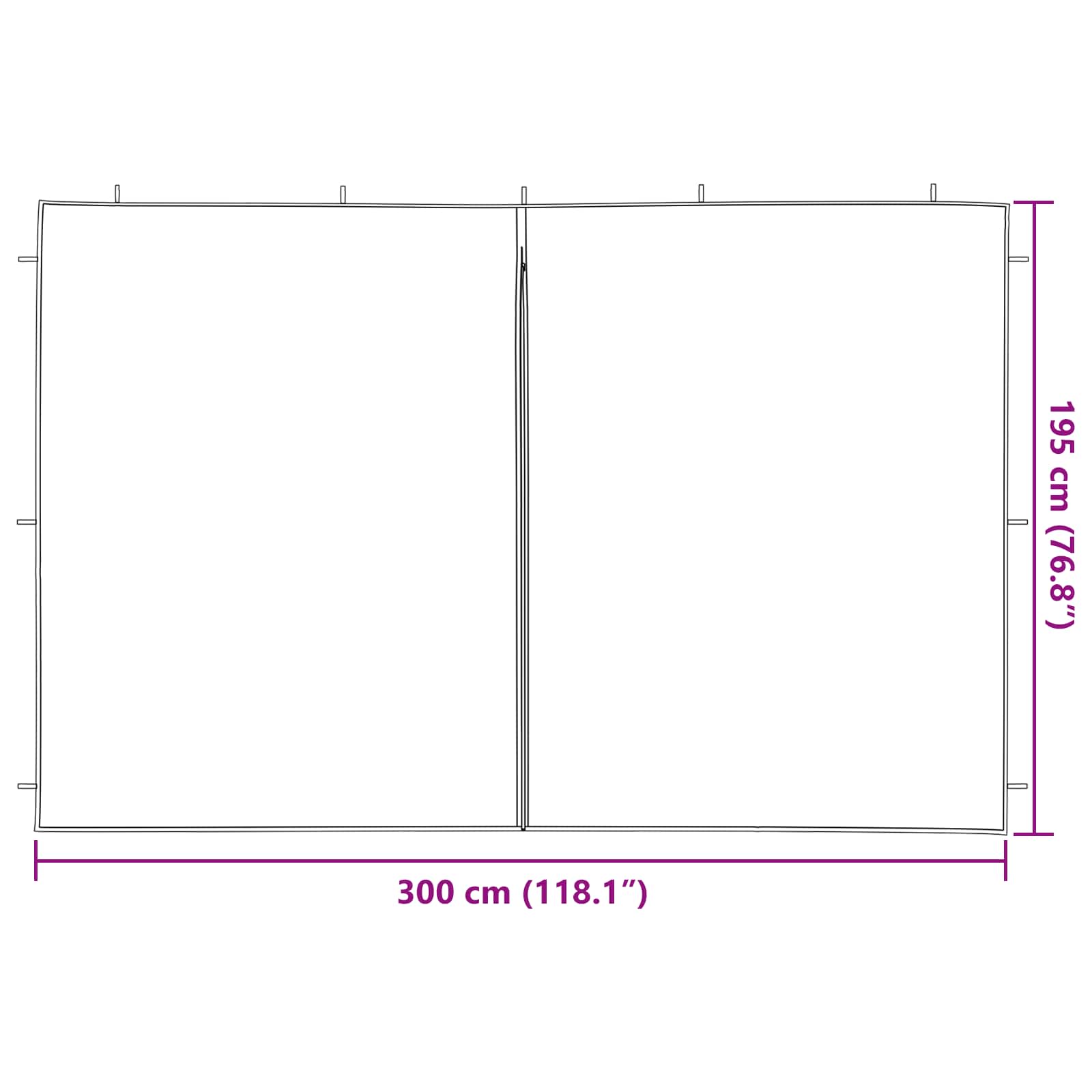 Party Tent Zijwand 2 st 300 x 195 cm Rood PE en staal
