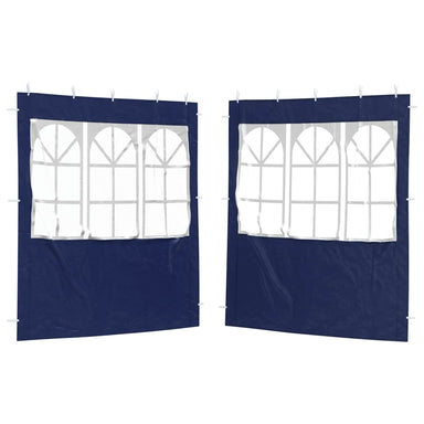 Party Tent Zijwand 2 st 200 x 195 cm Blauw PE en staal