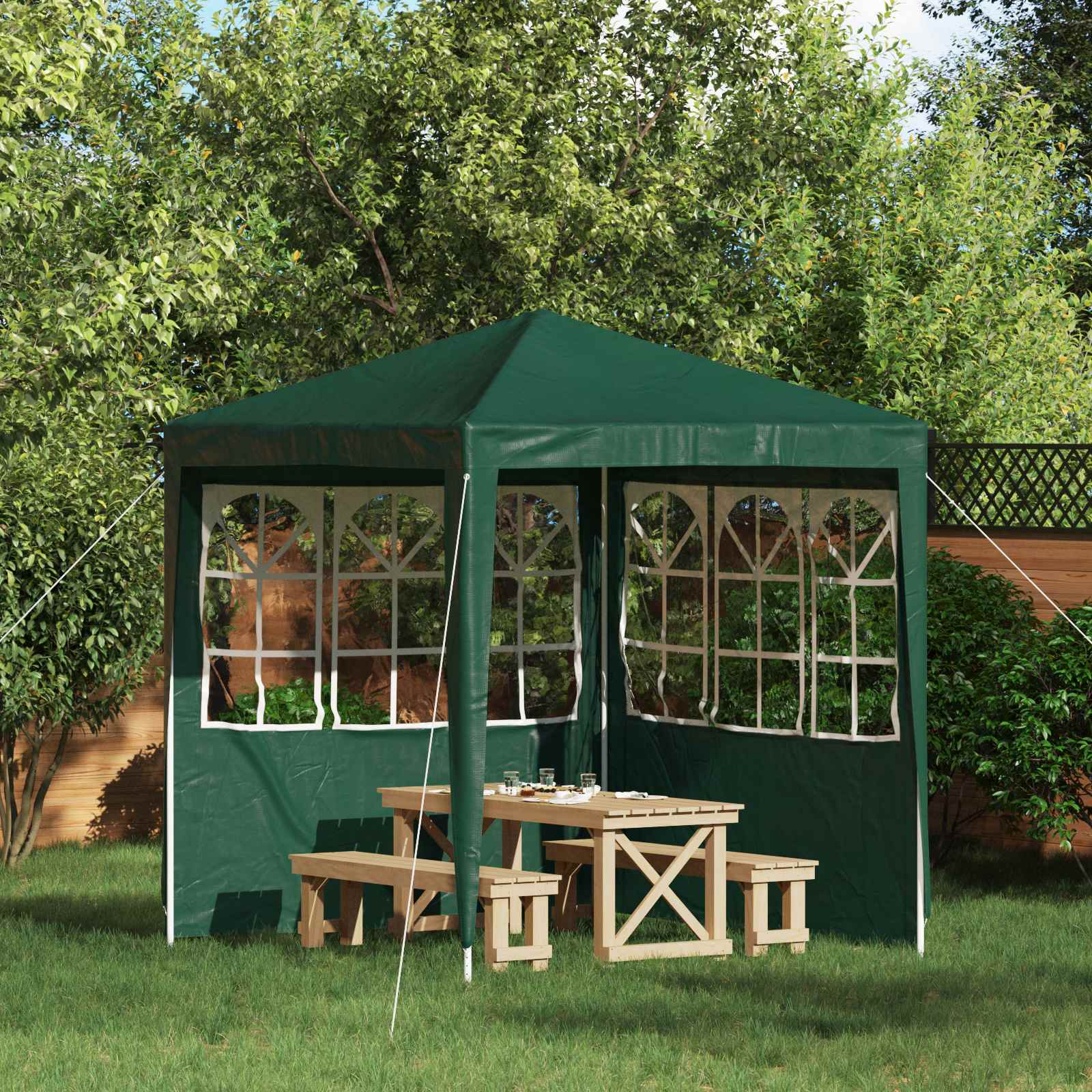 Party Tent Zijwand 2 st 200 x 195 cm Groen PE en staal