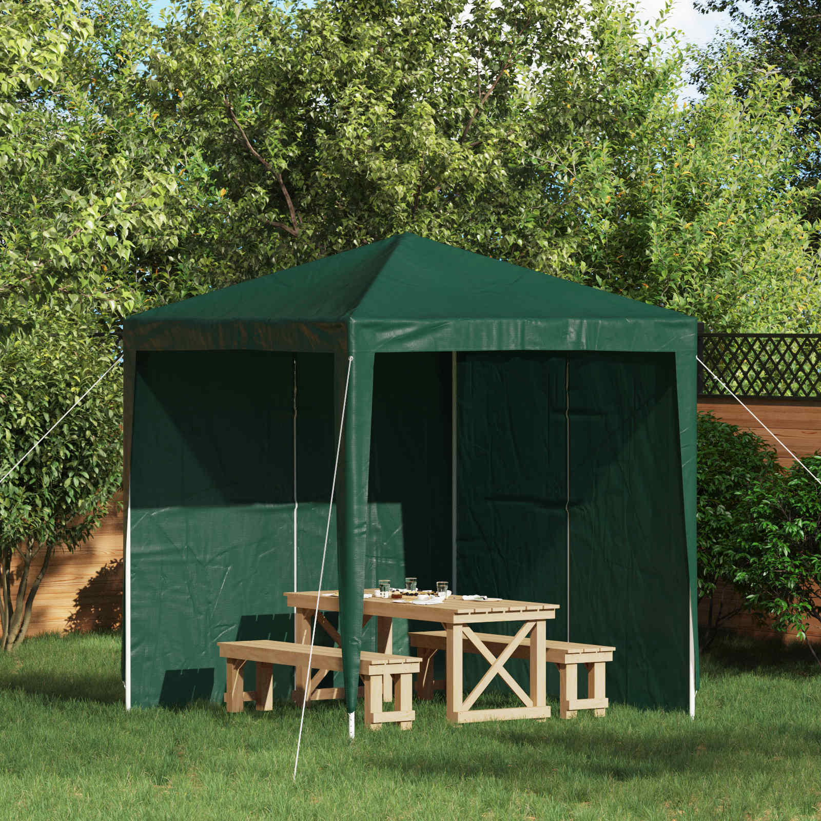 Party Tent Zijwand 2 st 200 x 195 cm Groen PE en staal