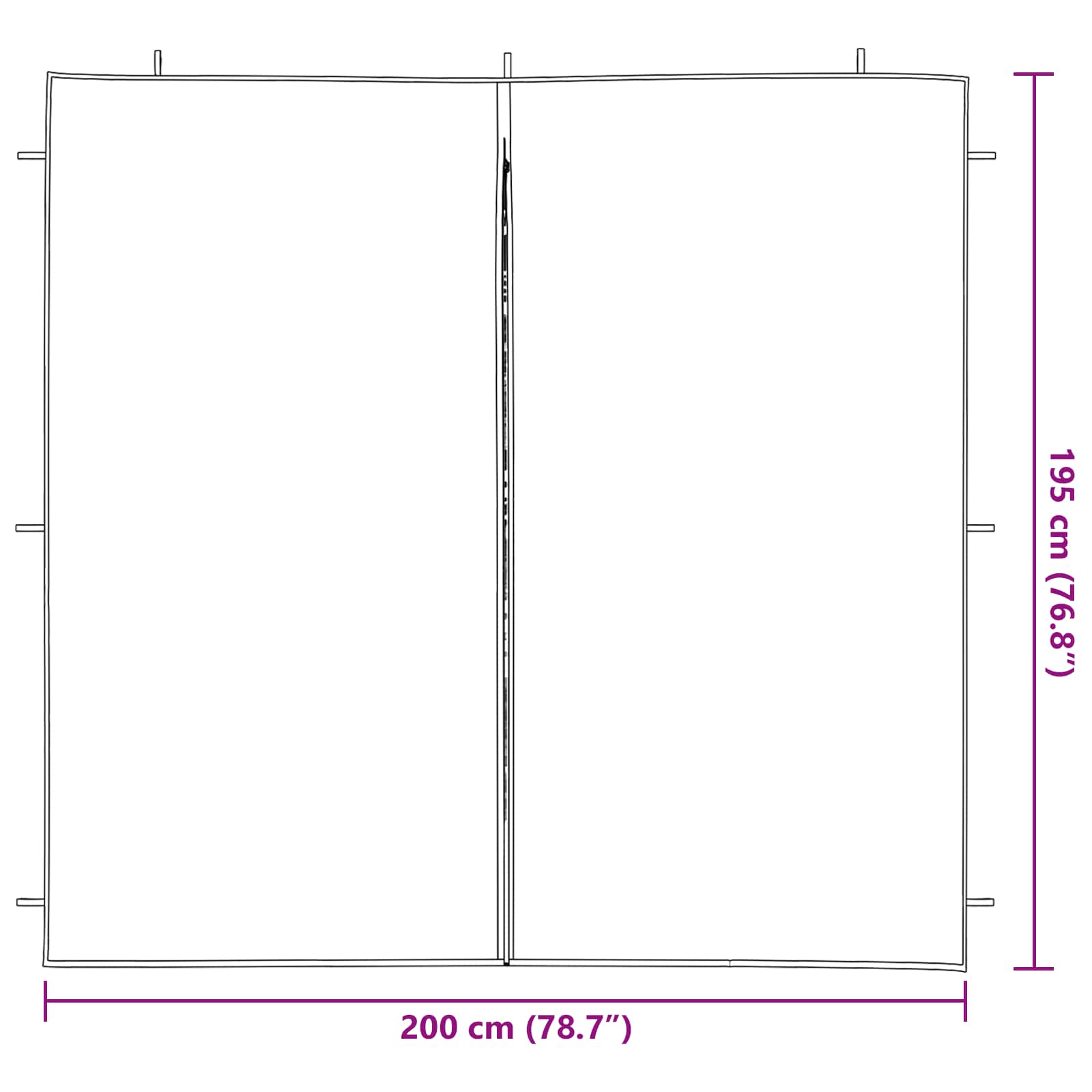 Party Tent Zijwand 2 st 200 x 195 cm Groen PE en staal