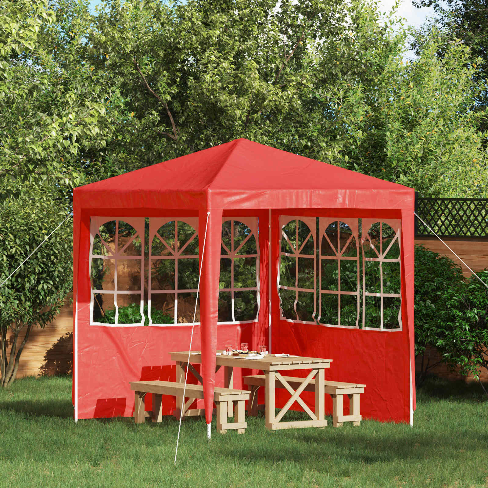 Party Tent Zijwand 2 st 200 x 195 cm Rood PE en staal