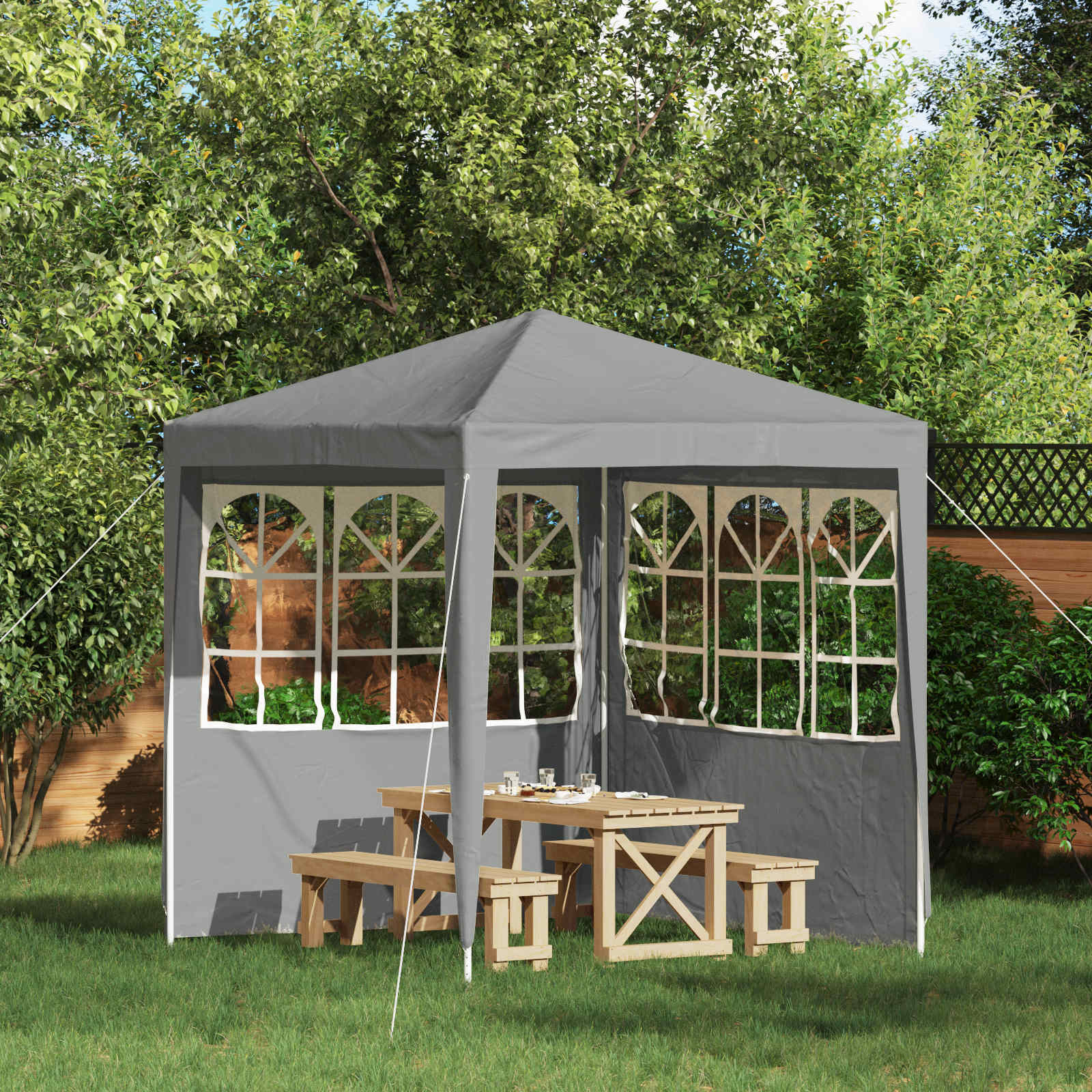 Party Tent Zijwand 2 st 200 x 195 cm Lichtgrijs PE en staal