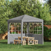 Party Tent Zijwand 2 st 200 x 195 cm Lichtgrijs PE en staal
