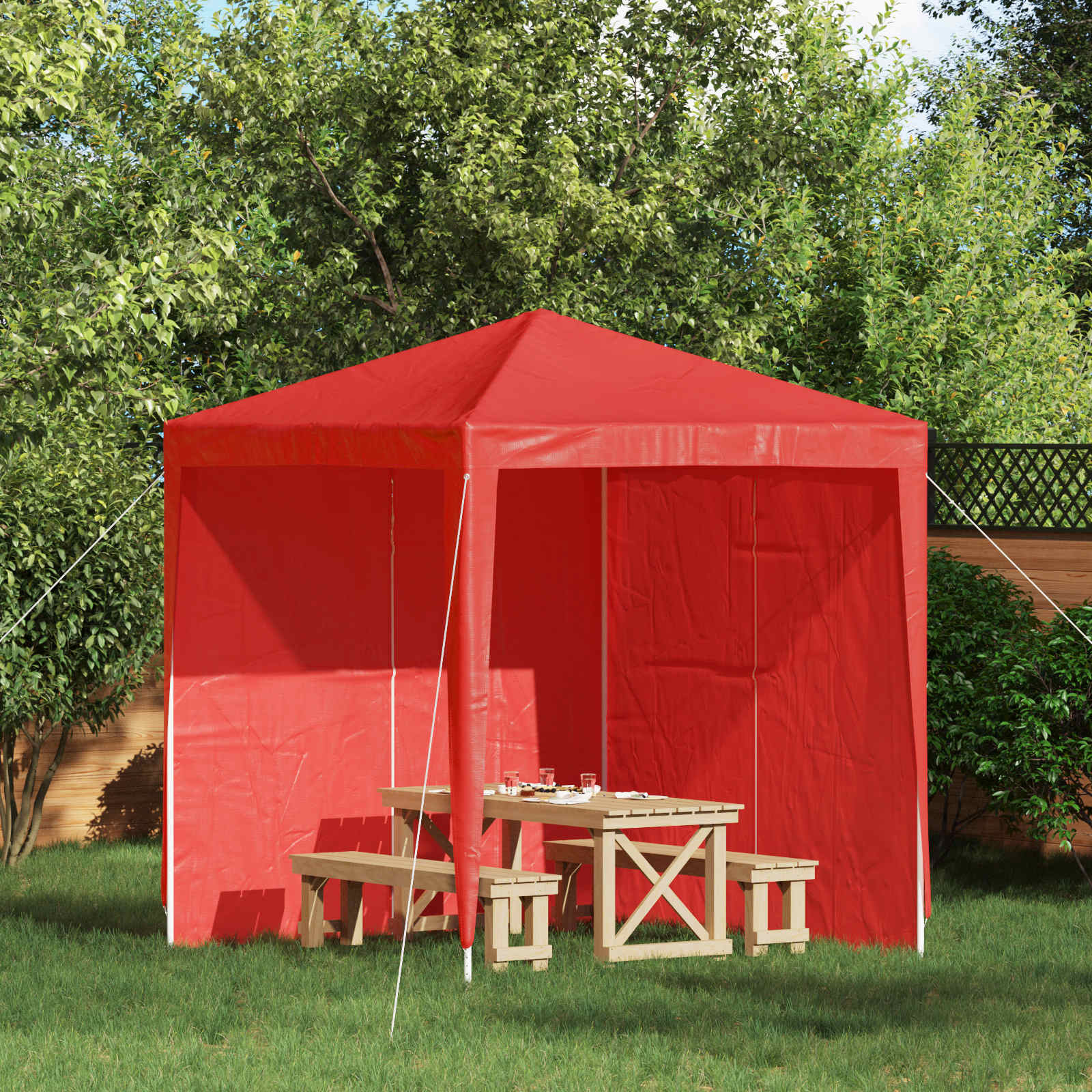 Party Tent Zijwand 2 st 200 x 195 cm Rood PE en staal