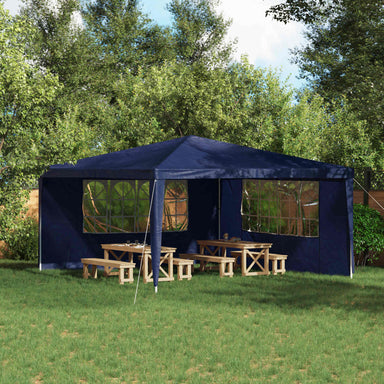 Party Tent Zijwand 2 st 400 x 195 cm Blauw PE en staal