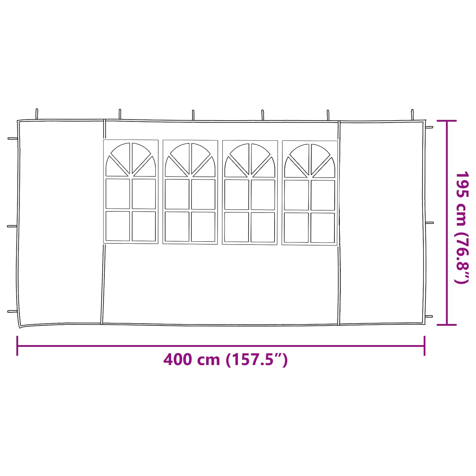 Party Tent Zijwand 2 st 400 x 195 cm Antracietkleurig