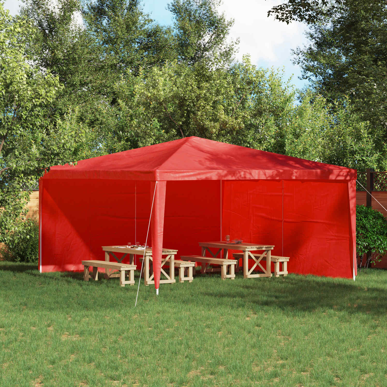 Party Tent Zijwand 2 st 400 x 195 cm Rood PE en staal