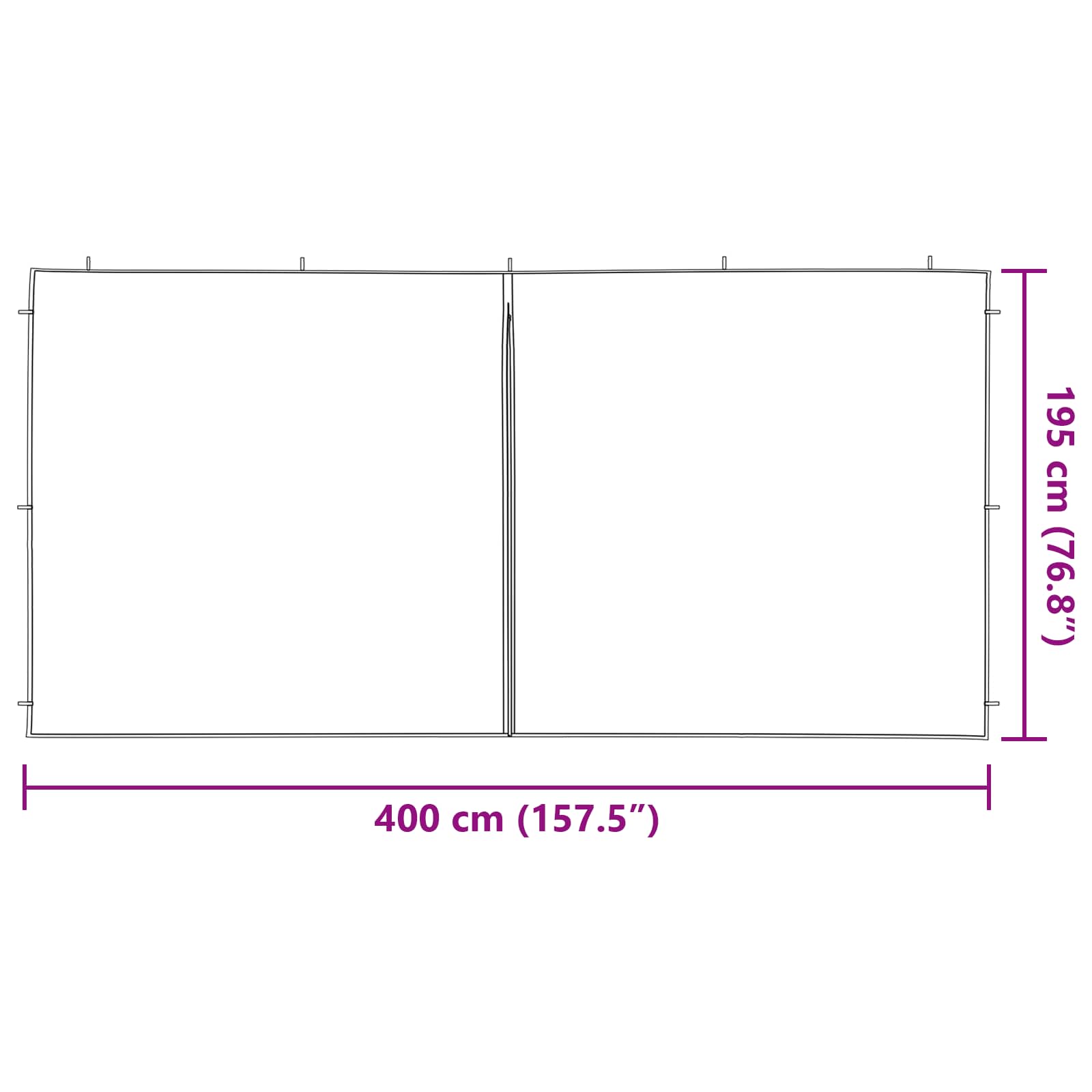 Party Tent Zijwand 2 st 400 x 195 cm Rood PE en staal