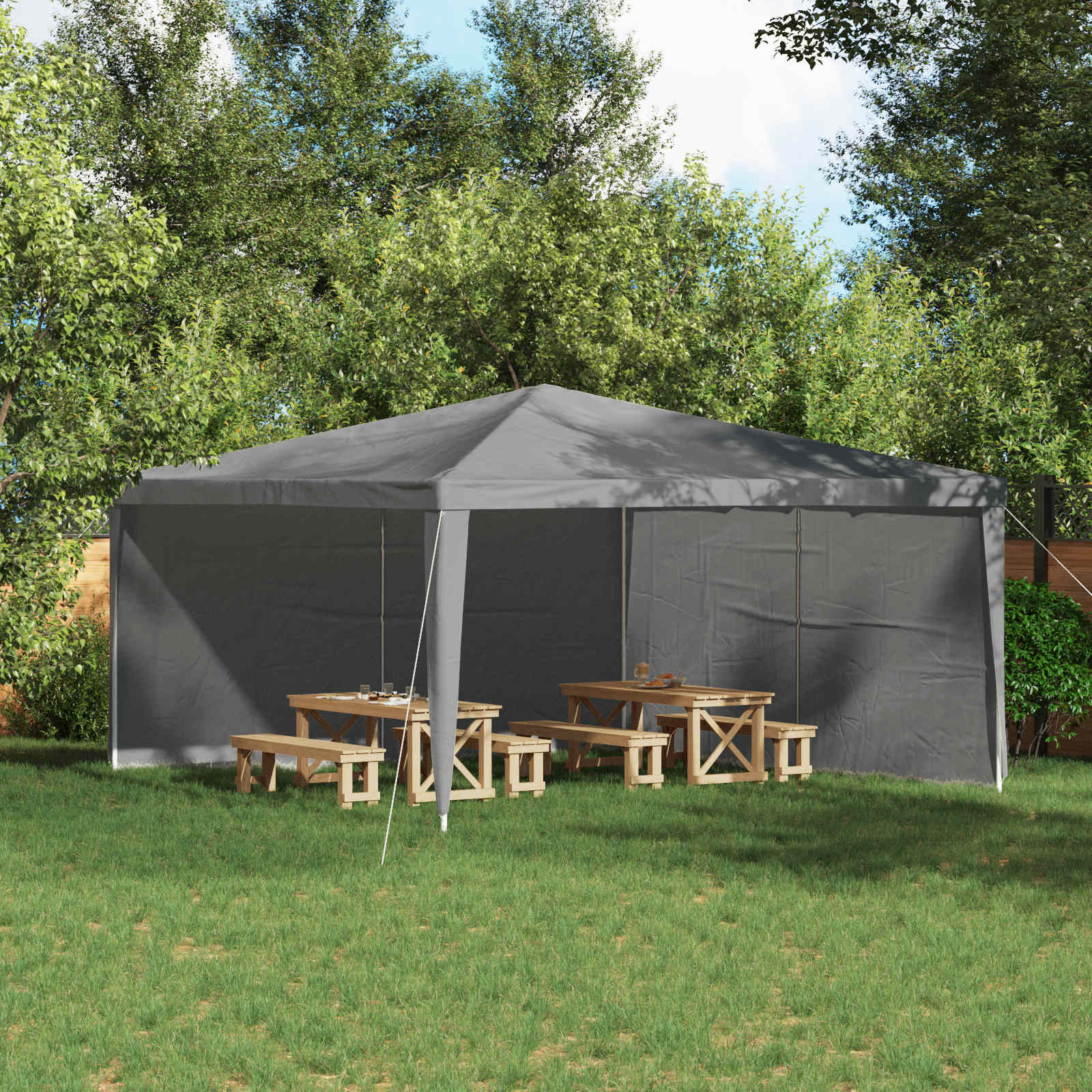 Party Tent Zijwand 2 st 400 x 195 cm Lichtgrijs PE en staal