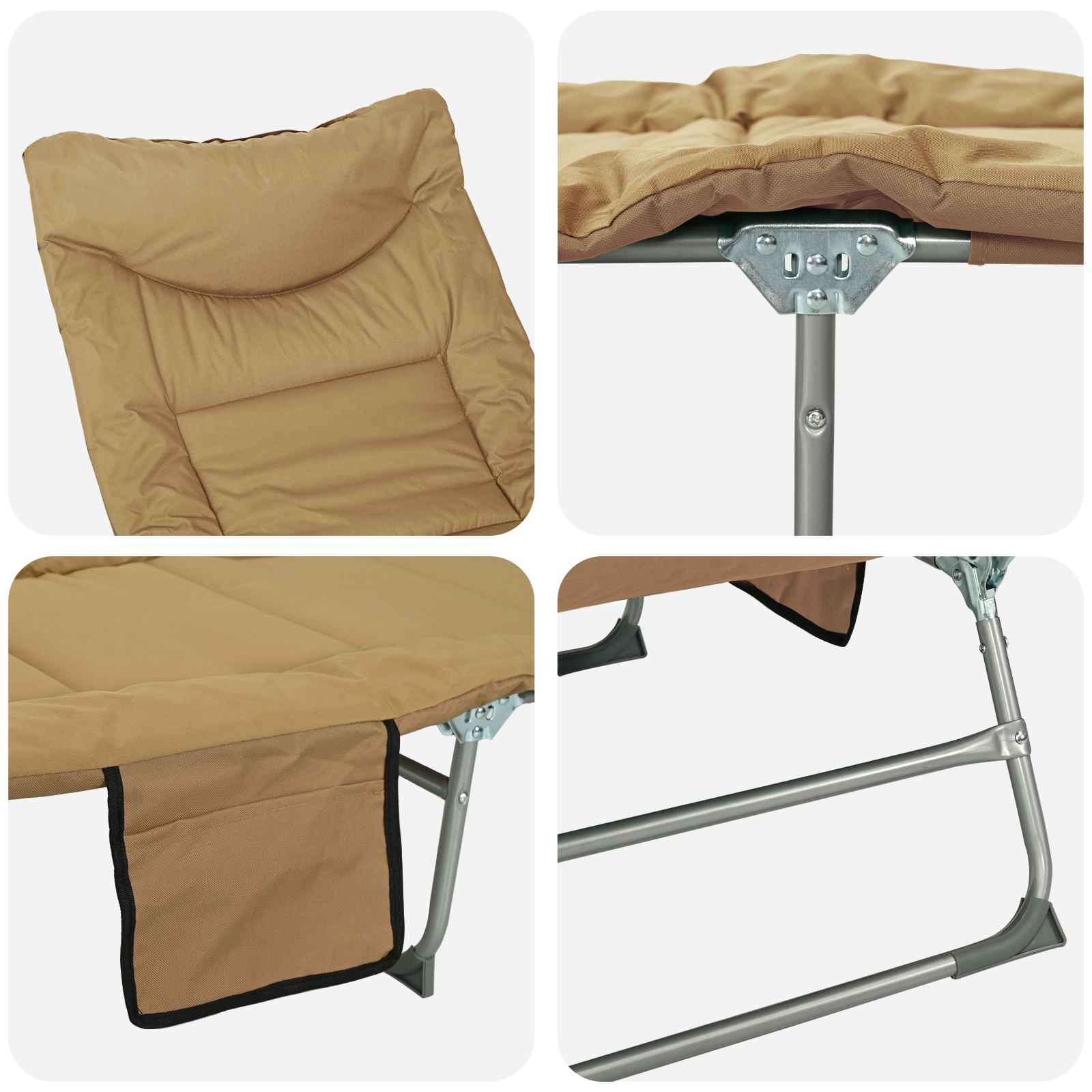 Opvouwbare zonnebed met kussen 2 st Beige