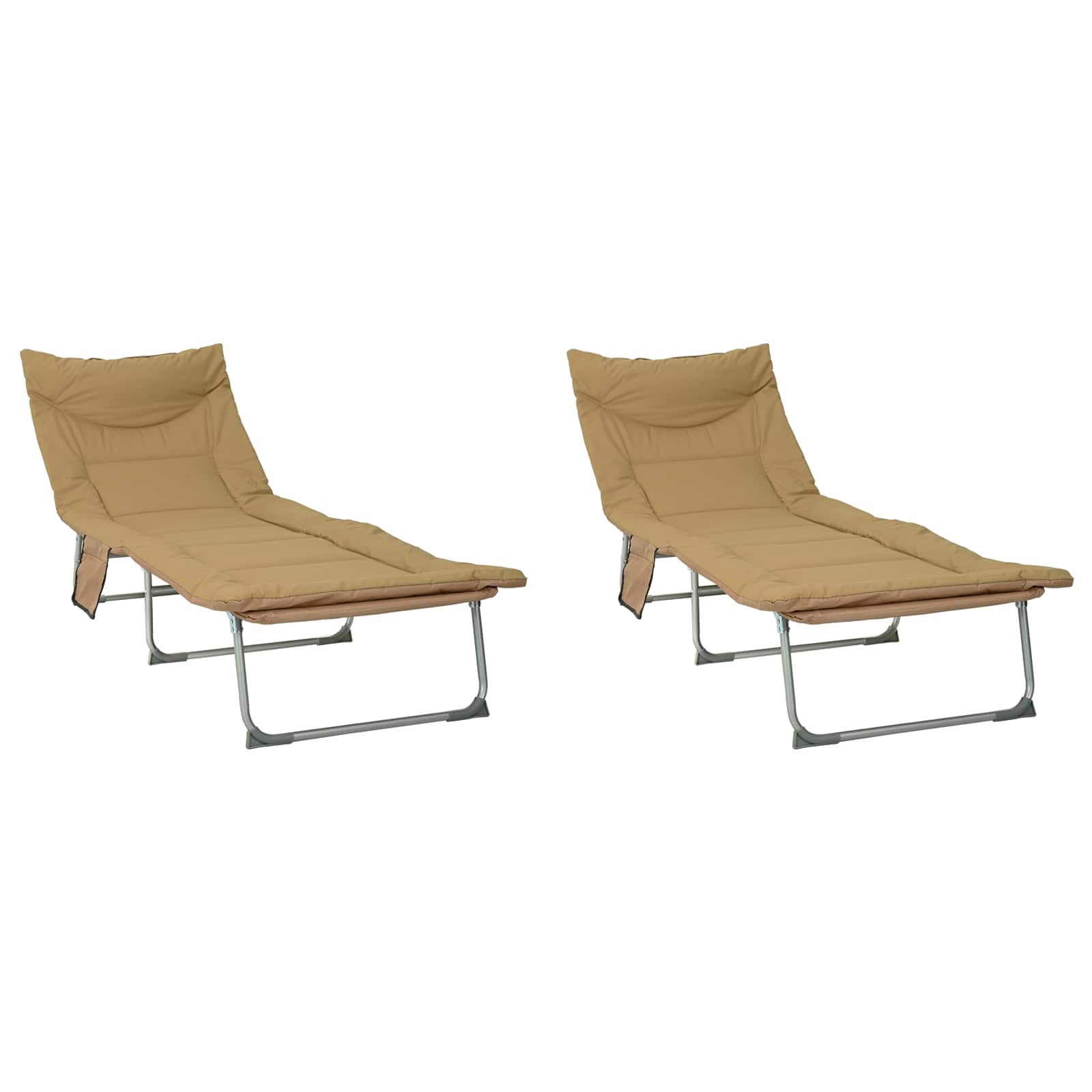 Opvouwbare zonnebed met kussen 2 st Beige